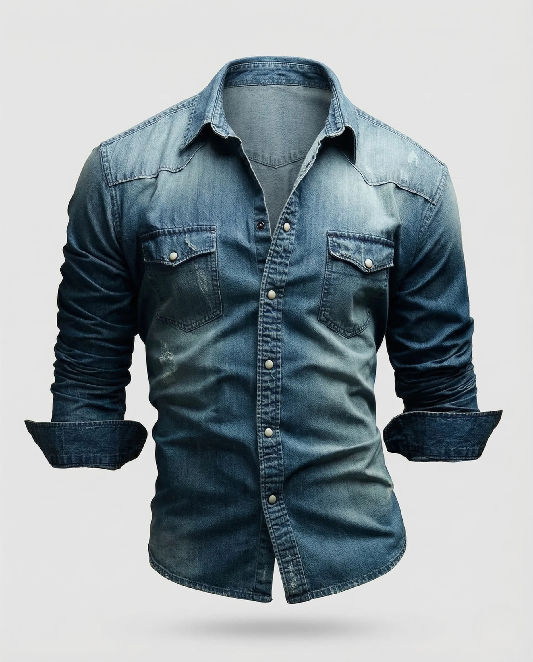 Herren Jeanshemd Slim Fit mit Druckknöpfen und Brusttaschen - Image 5