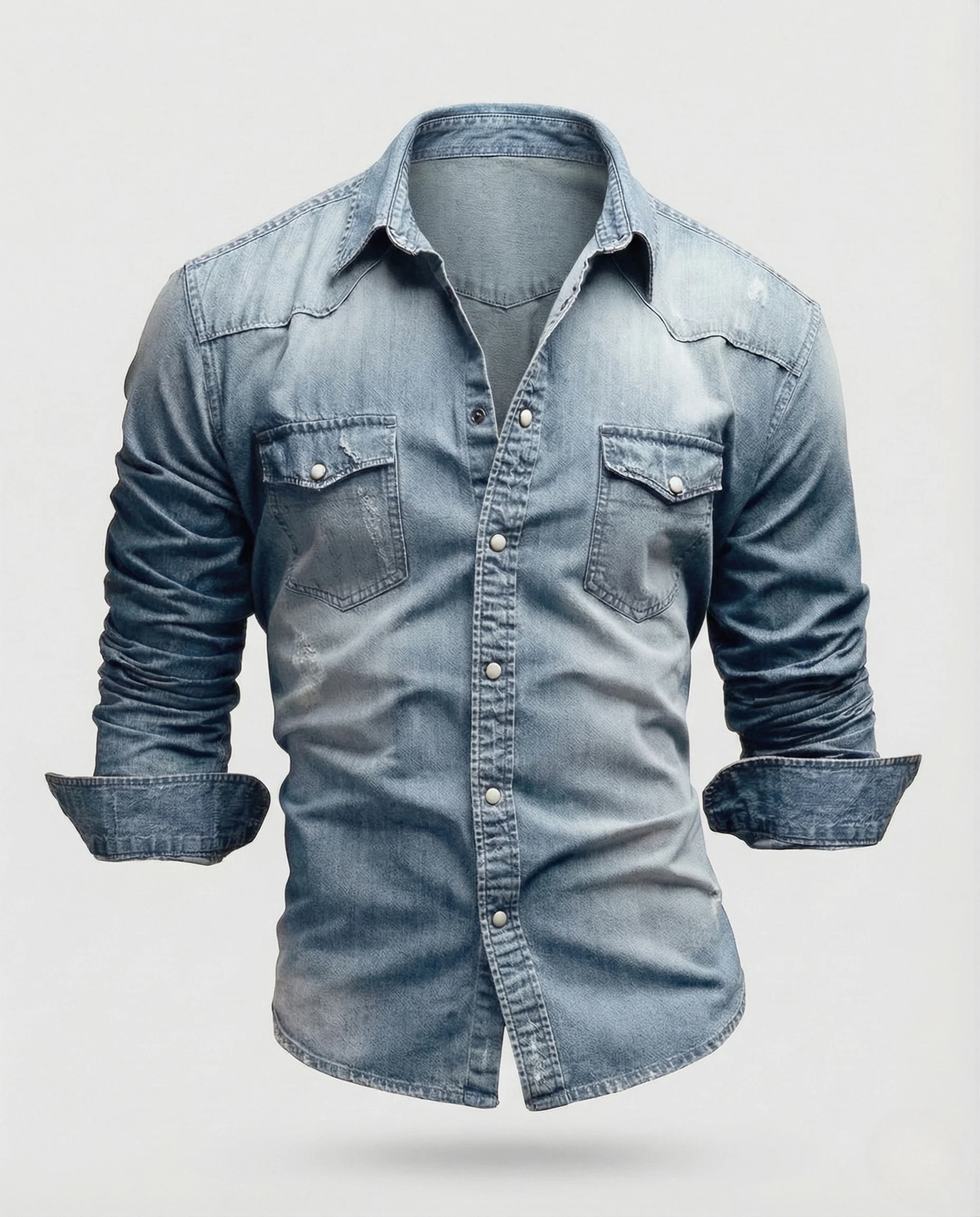 Herren Jeanshemd Slim Fit mit Druckknöpfen und Brusttaschen - Image 7