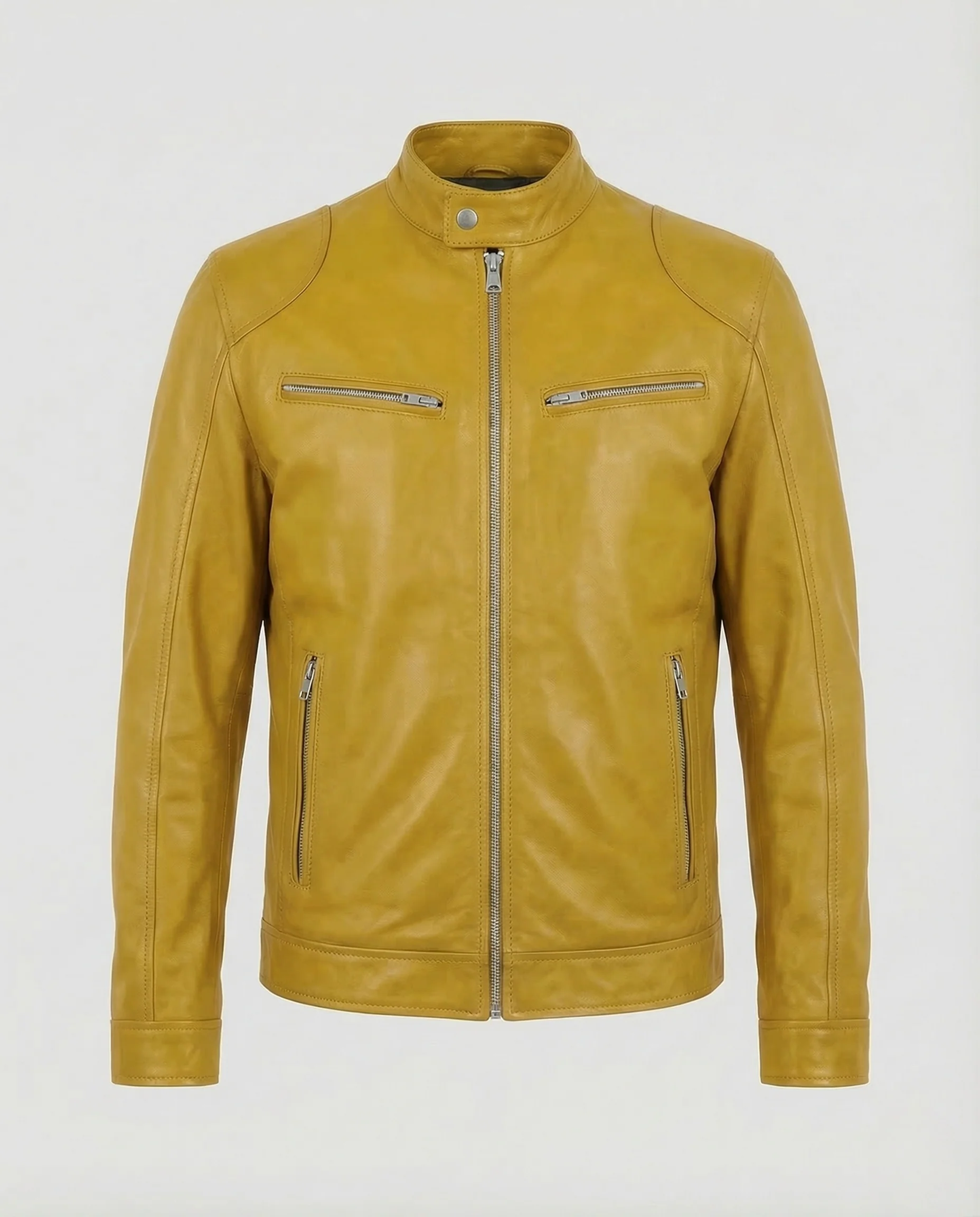 Herren Lederjacke Slim Stehkragen - Image 11