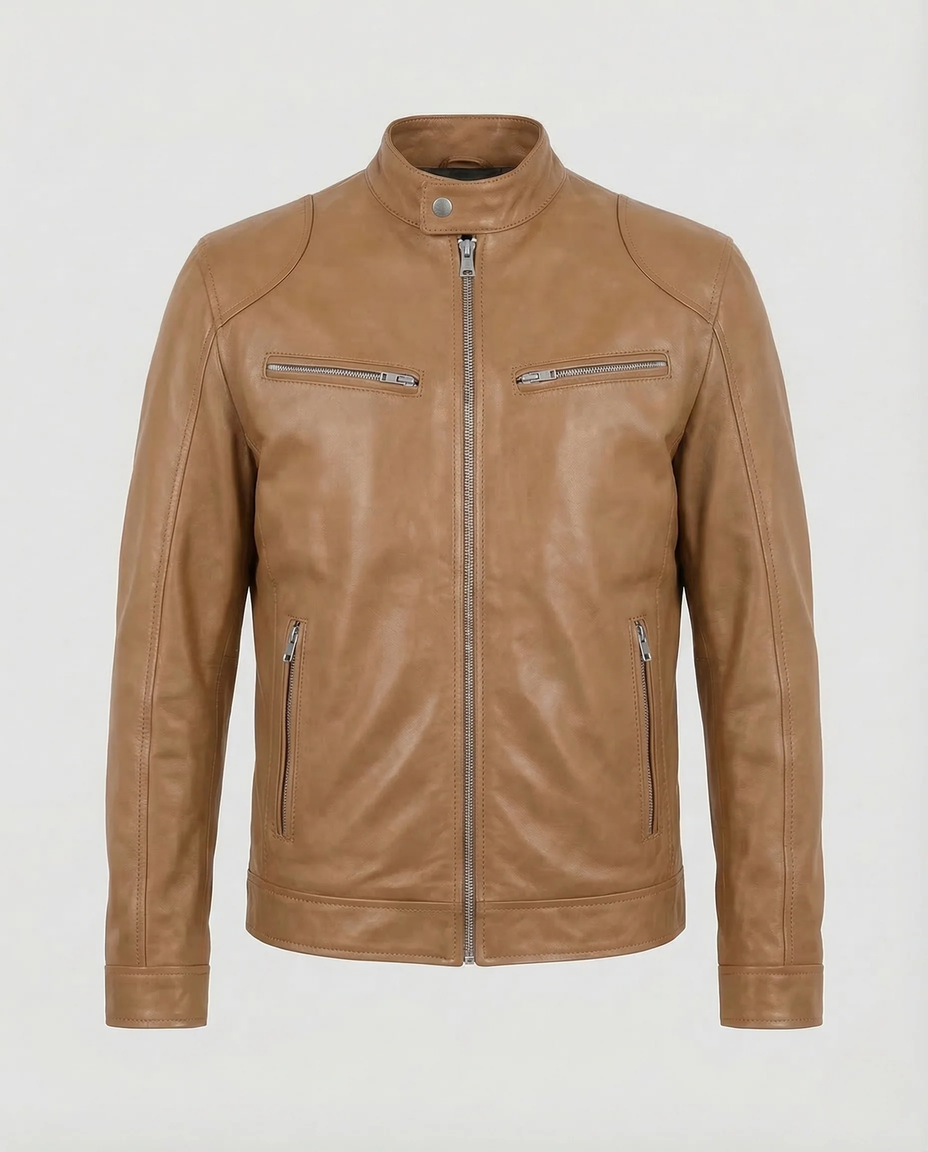 Herren Lederjacke Slim Stehkragen - Image 14