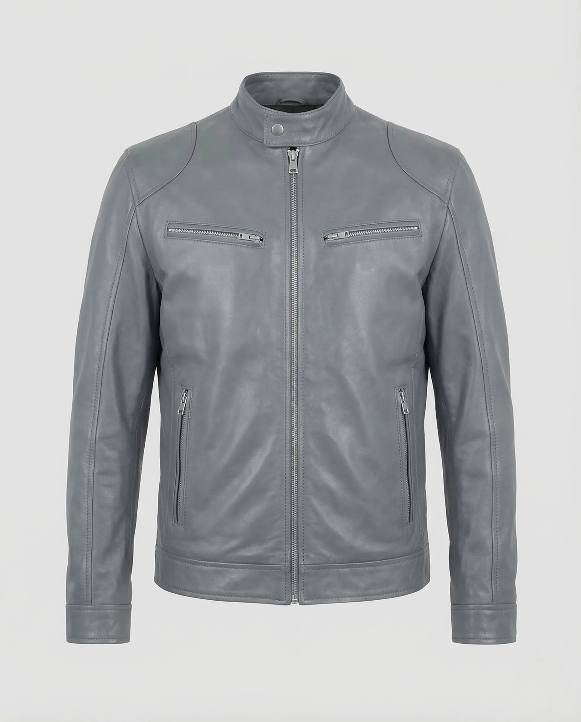 Herren Lederjacke Slim Stehkragen - Image 5