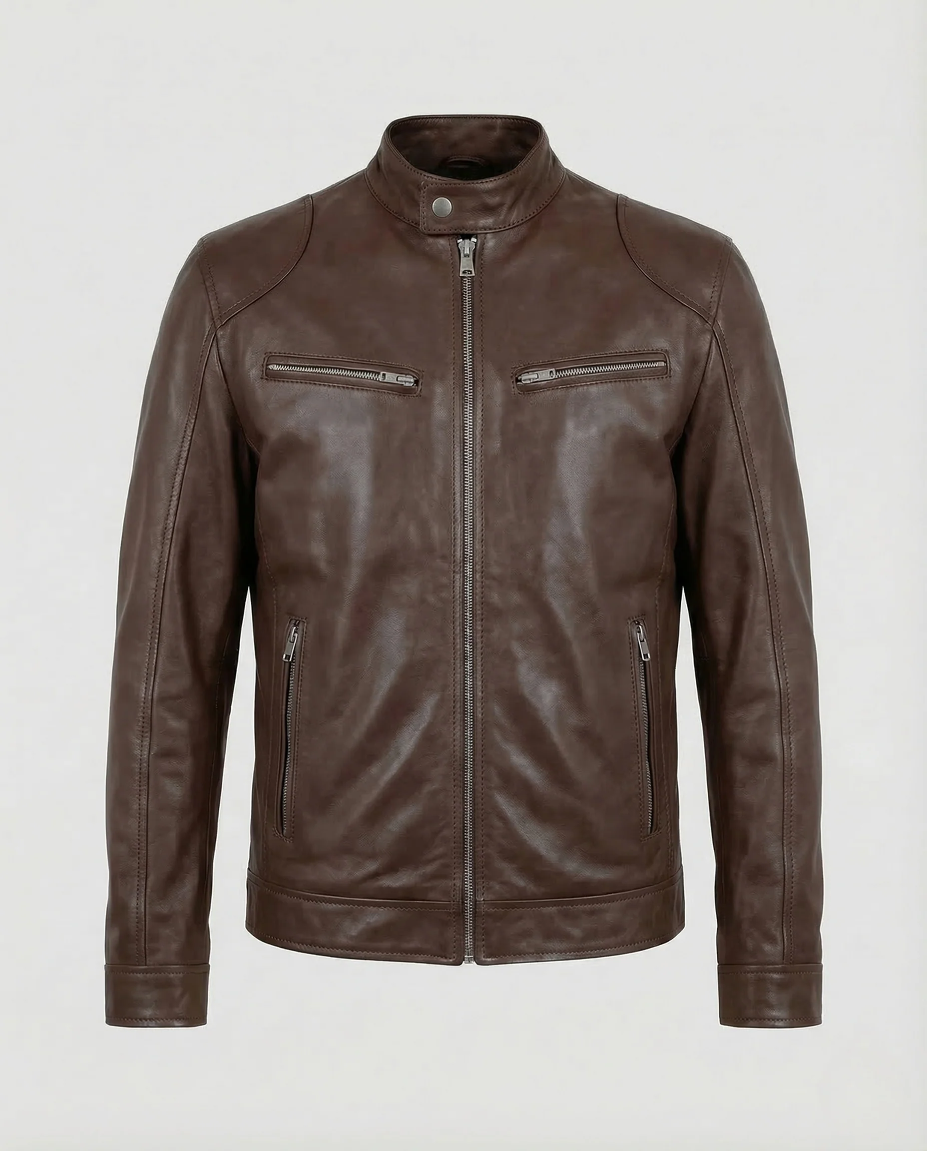Herren Lederjacke Slim Stehkragen - Image 7