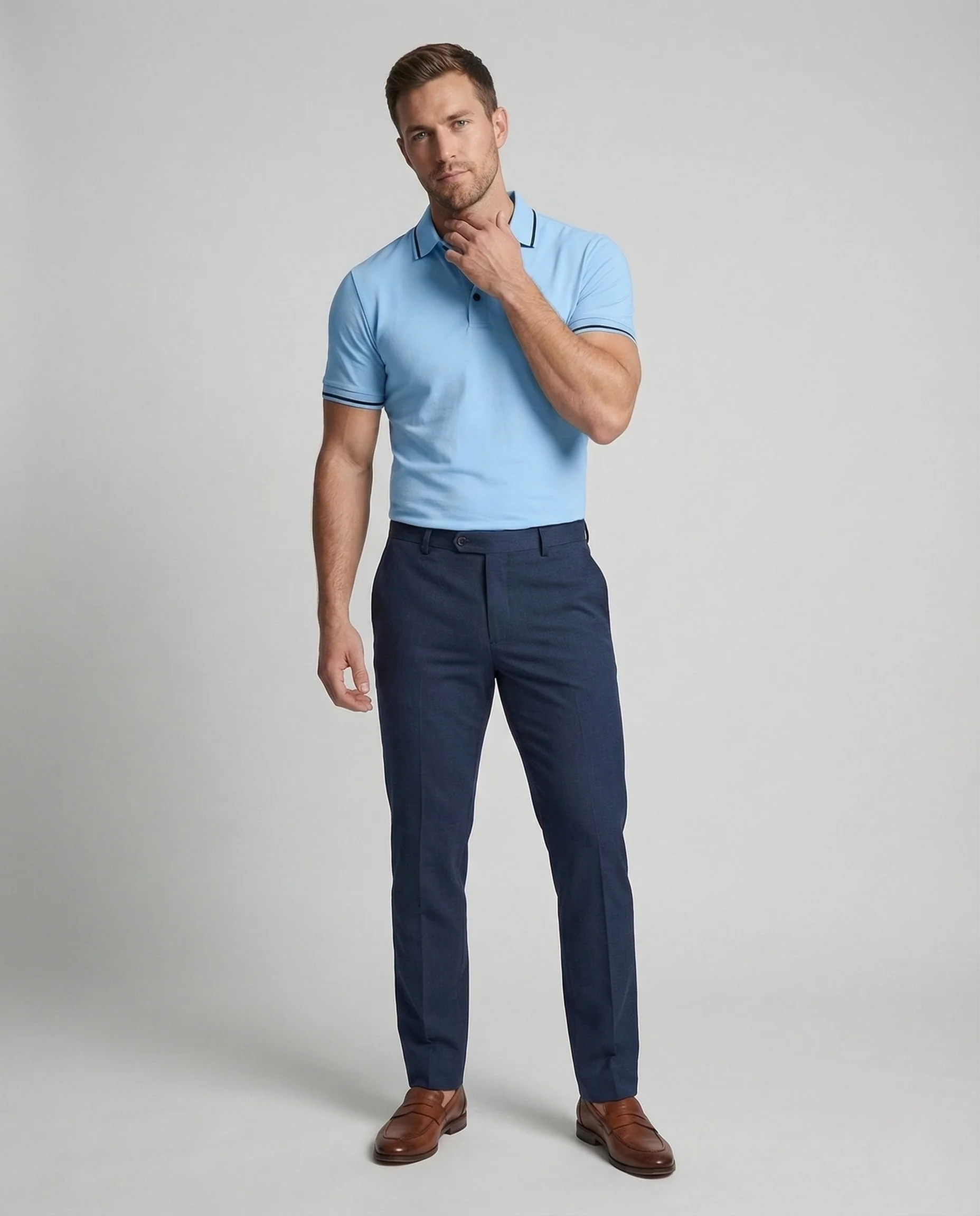 Herren Poloshirt Kurzarm Slim Fit mit Kontrastkragen - Image 2