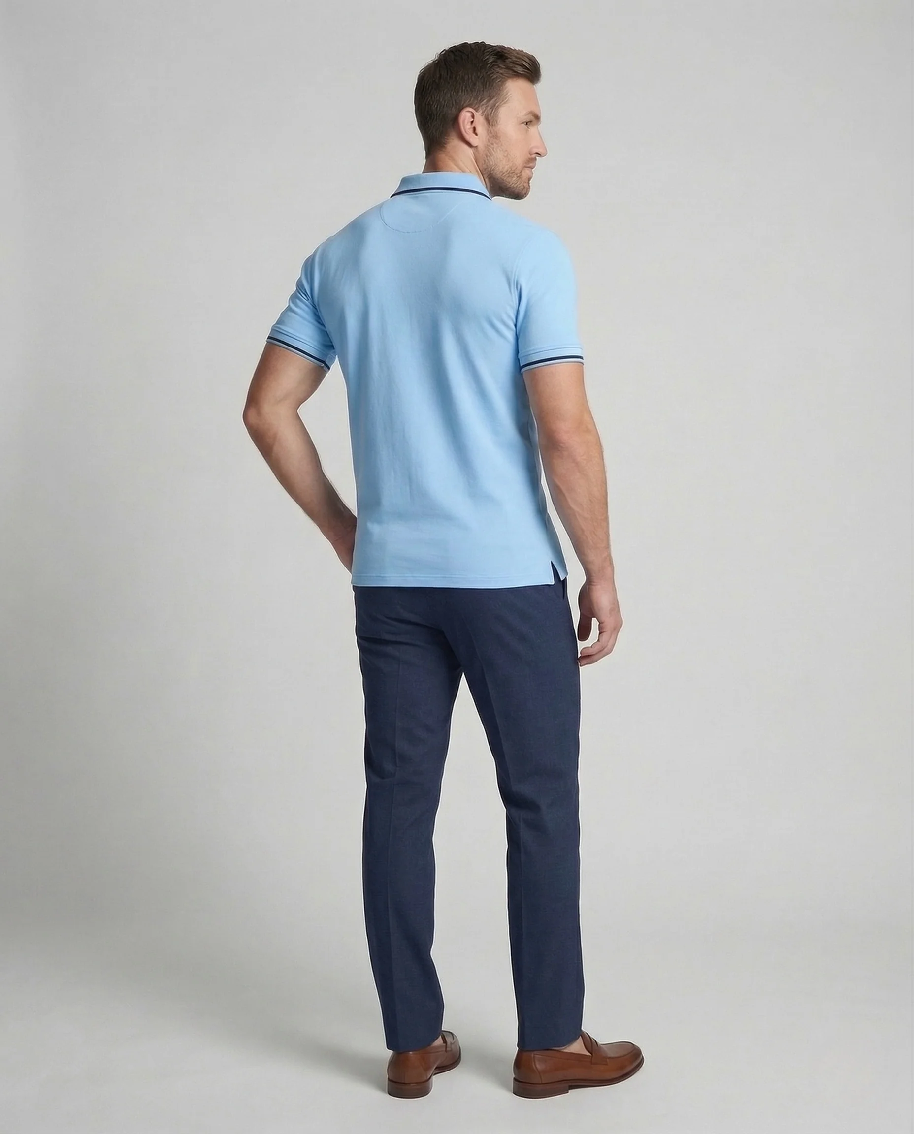 Herren Poloshirt Kurzarm Slim Fit mit Kontrastkragen - Image 3