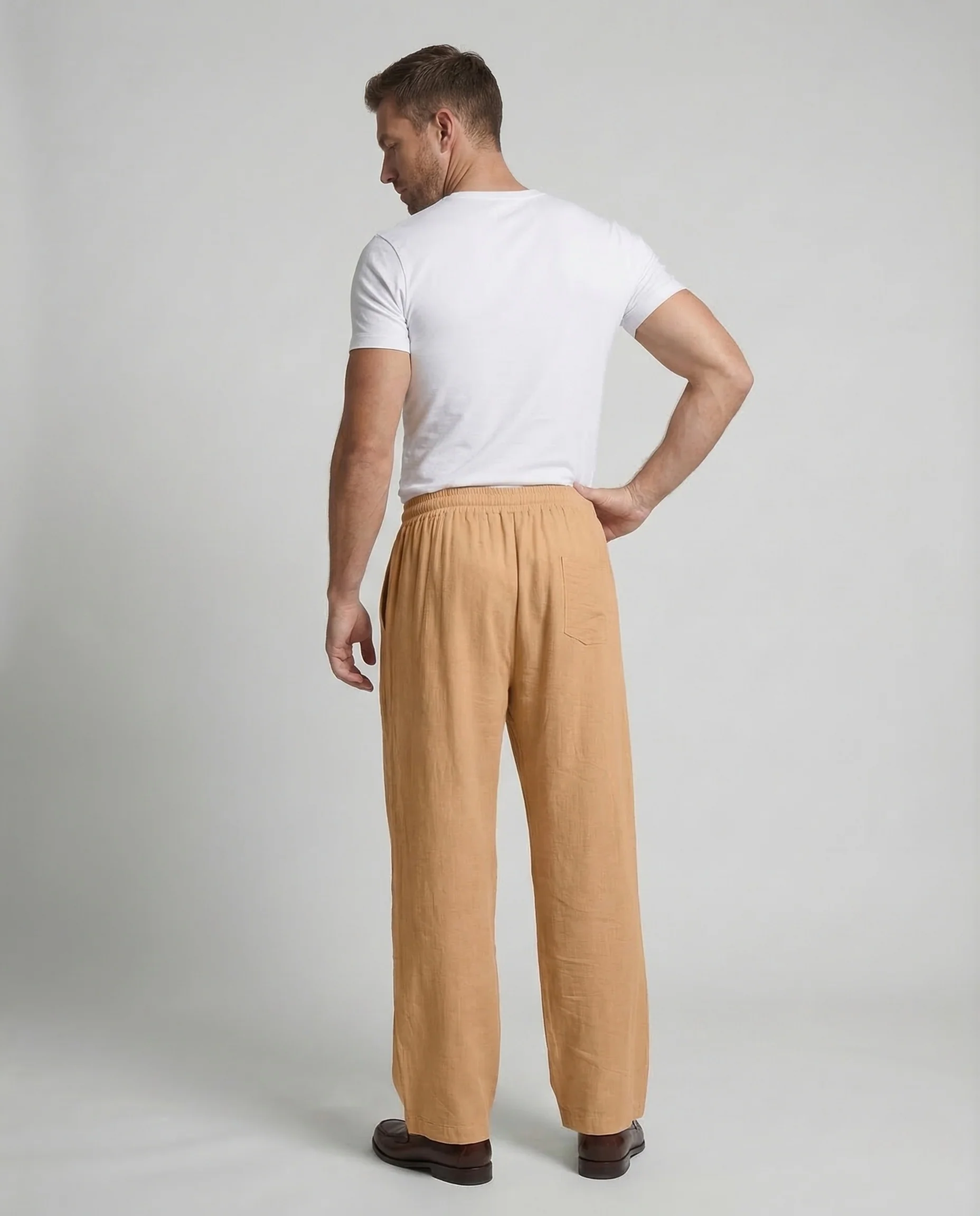 Herren Leinenhose Weit Elastischer Bund - Image 4