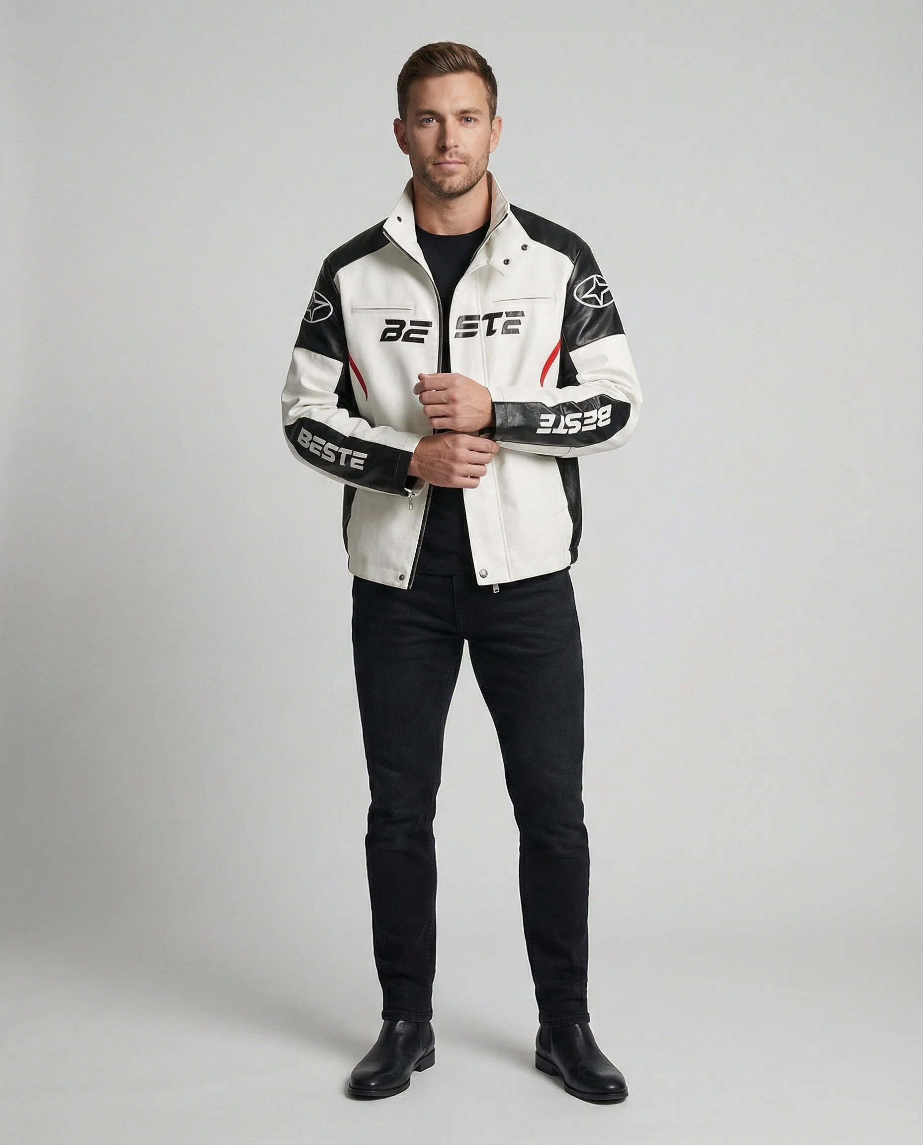 Herren Racing Bikerjacke Kunstleder - Image 5