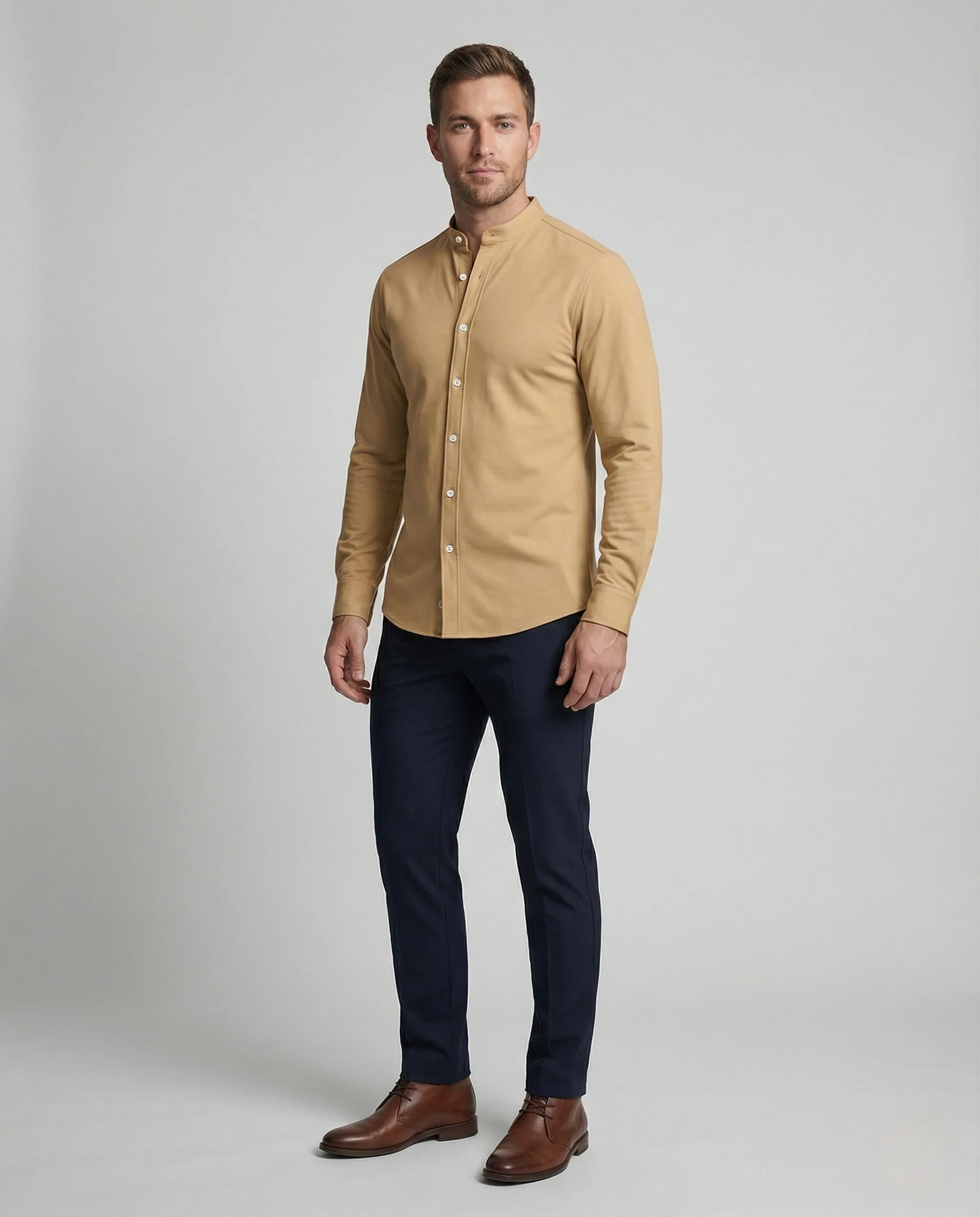 Stehkragenhemd Slim Fit Herren - Image 2