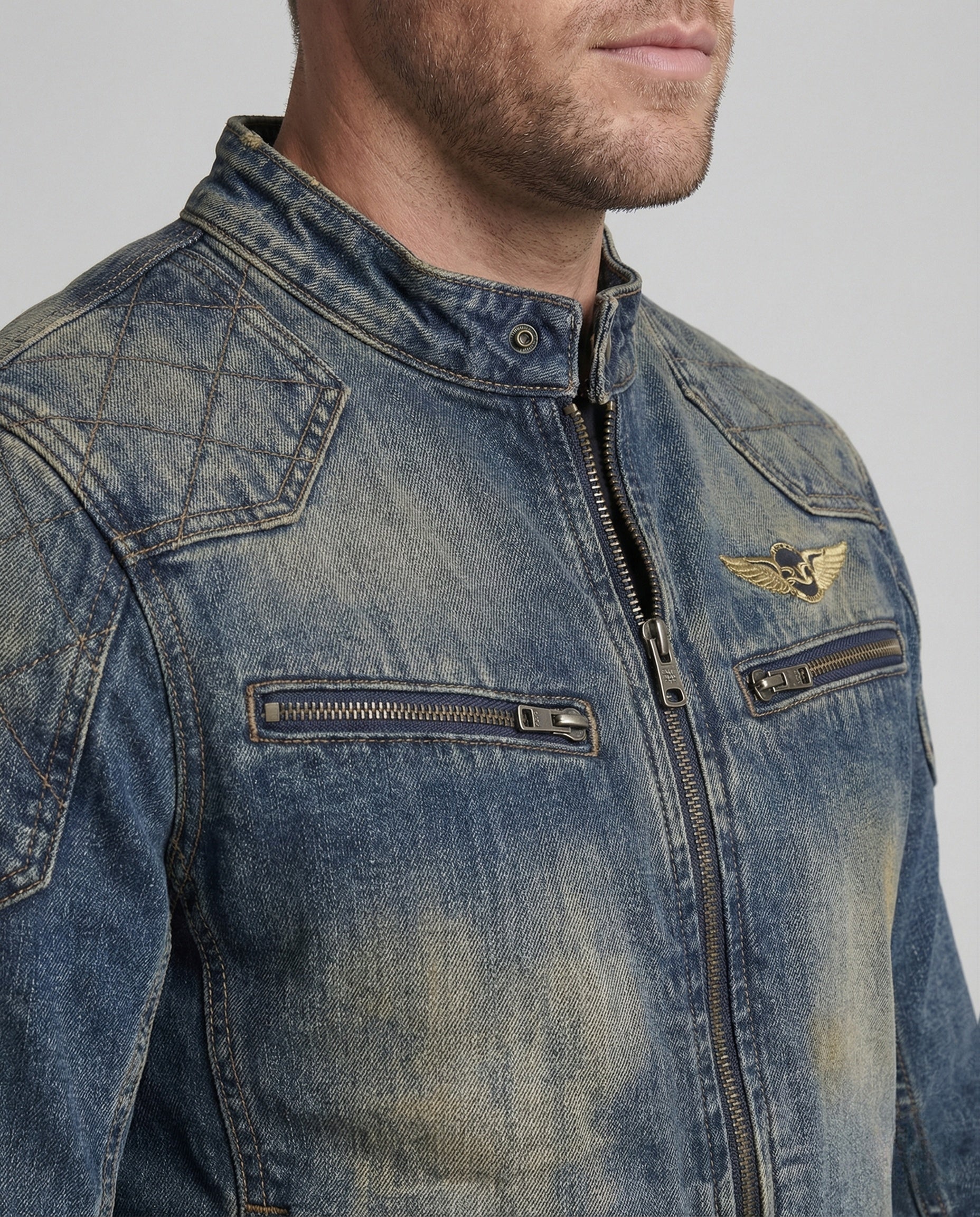 Herren Biker Denimjacke stonewashed - Image 3