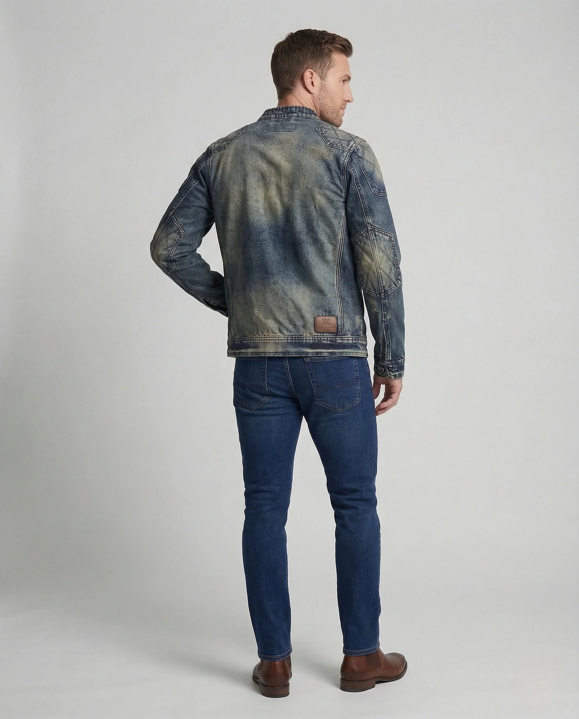 Herren Biker Denimjacke stonewashed - Image 4