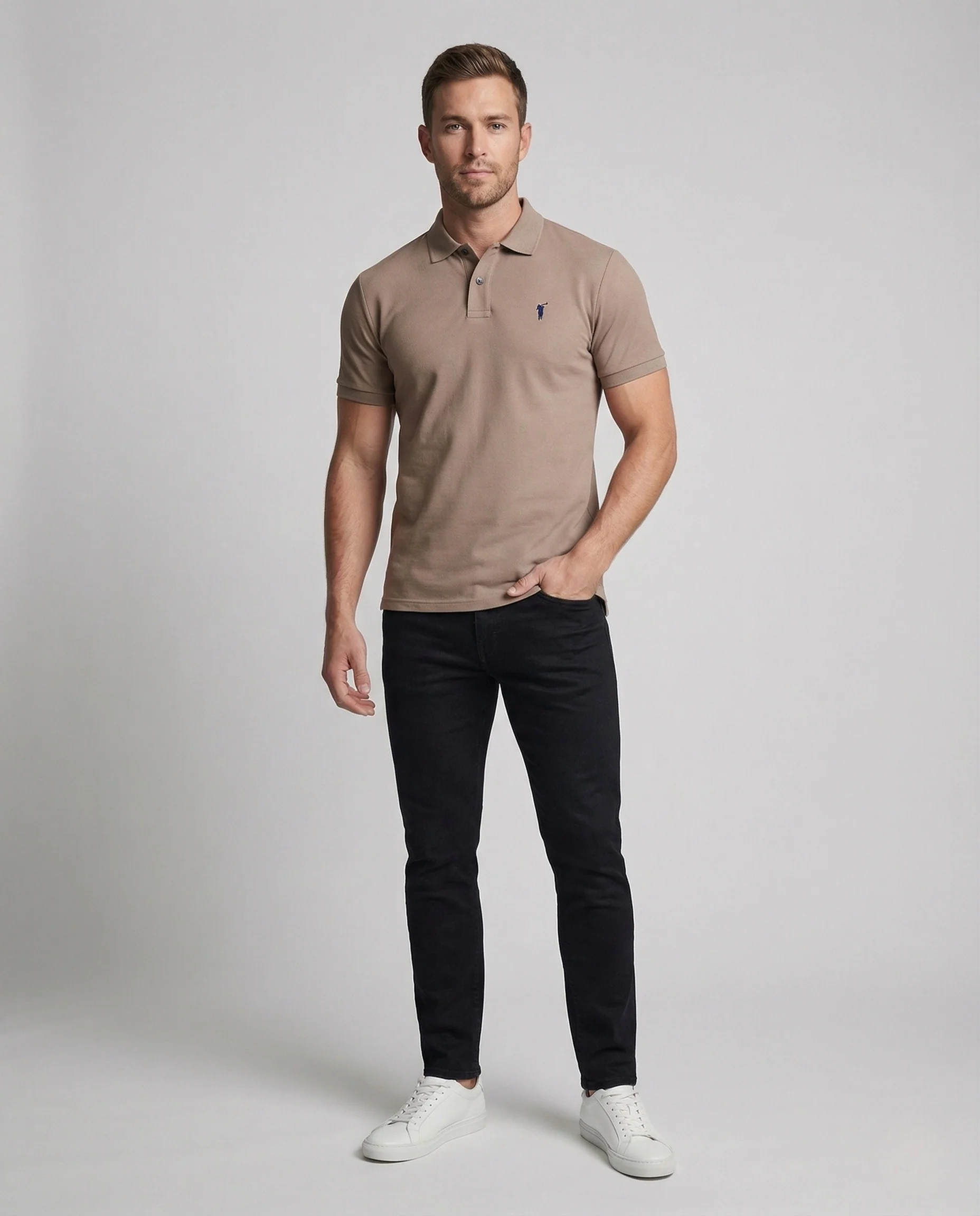 Herren Piqué Polohemd mit Bruststick und Rippabschlüssen - Image 3