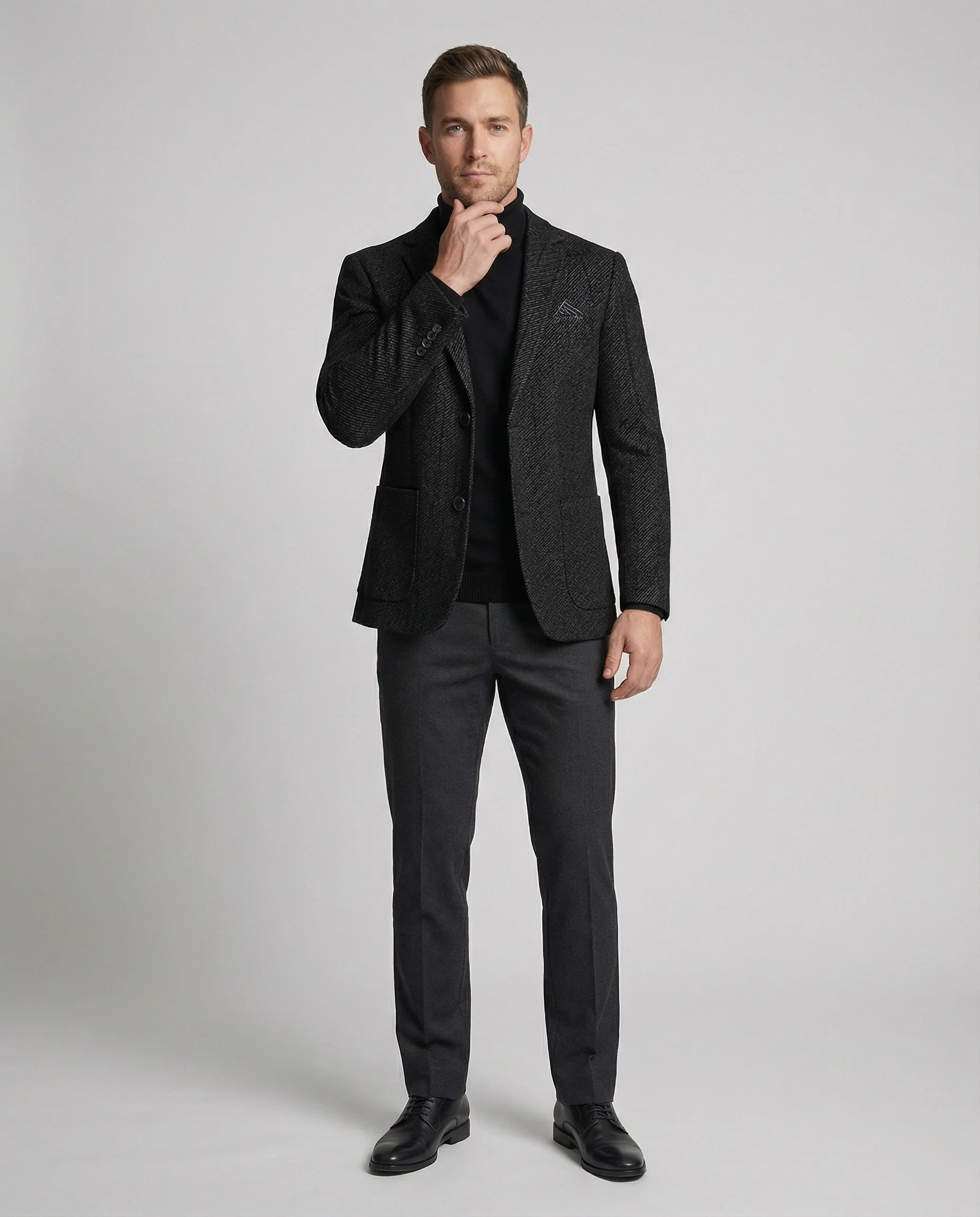 Herren Tweed Sakko Slim Fit 2-Knopf - Image 5