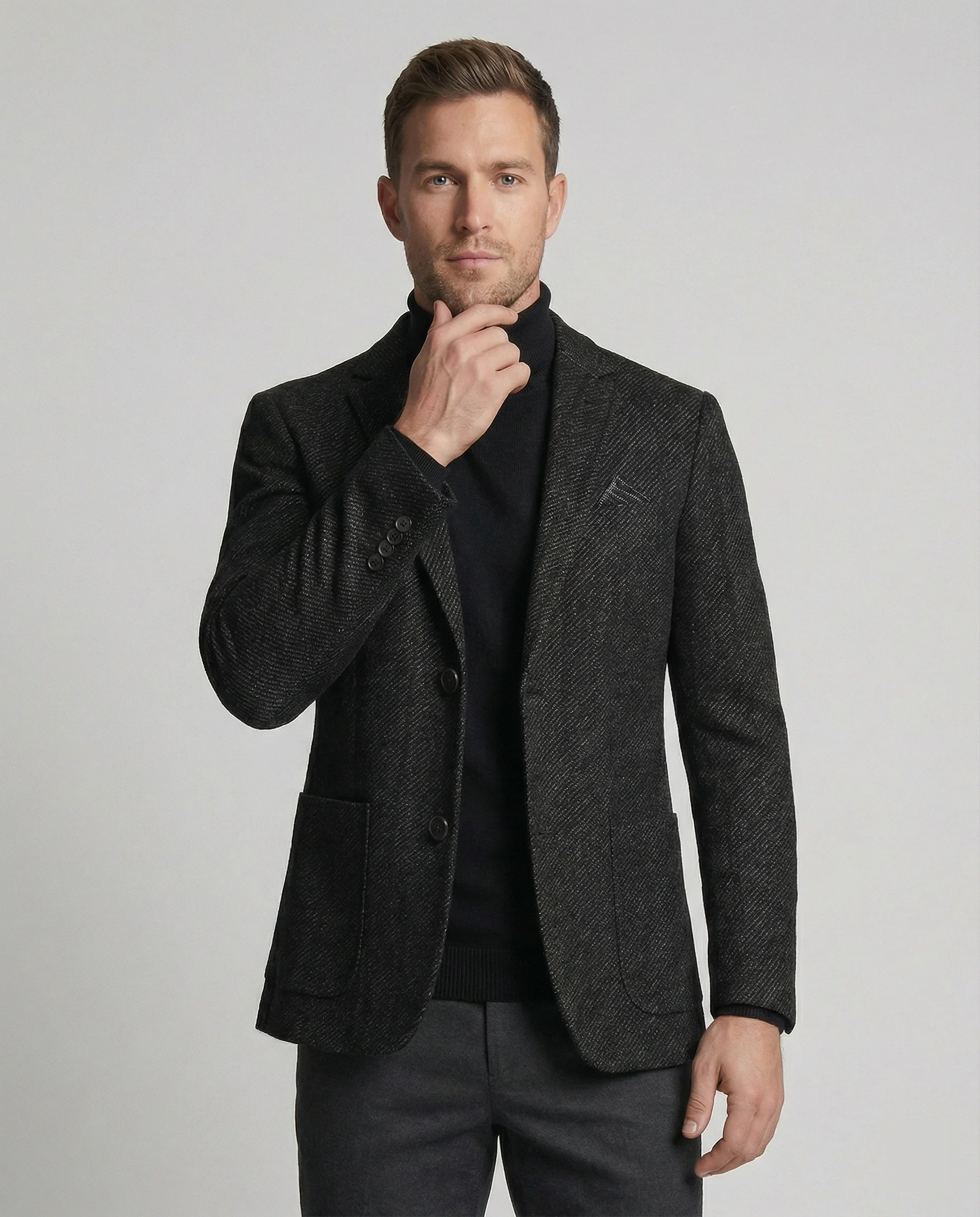 Herren Tweed Sakko Slim Fit 2-Knopf - Image 6
