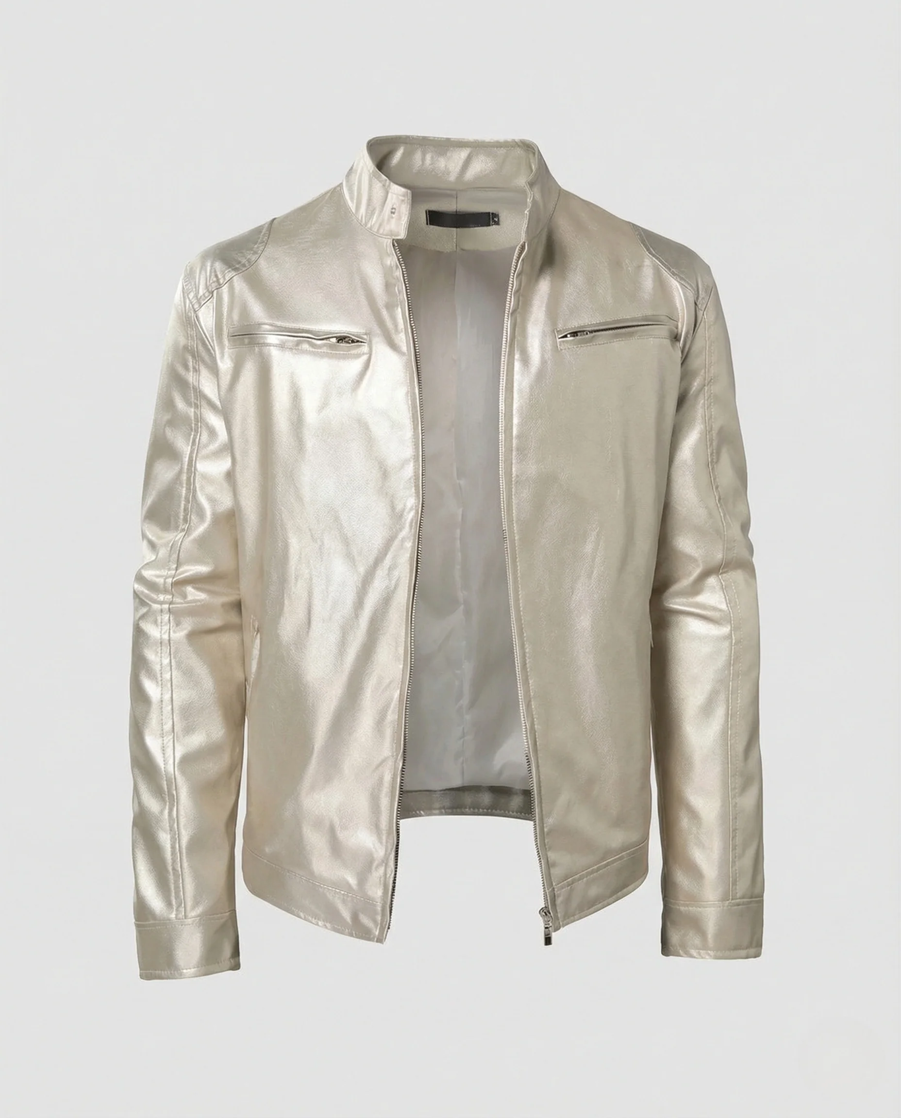 Herren Kunstleder Bikerjacke tailliert - Image 4