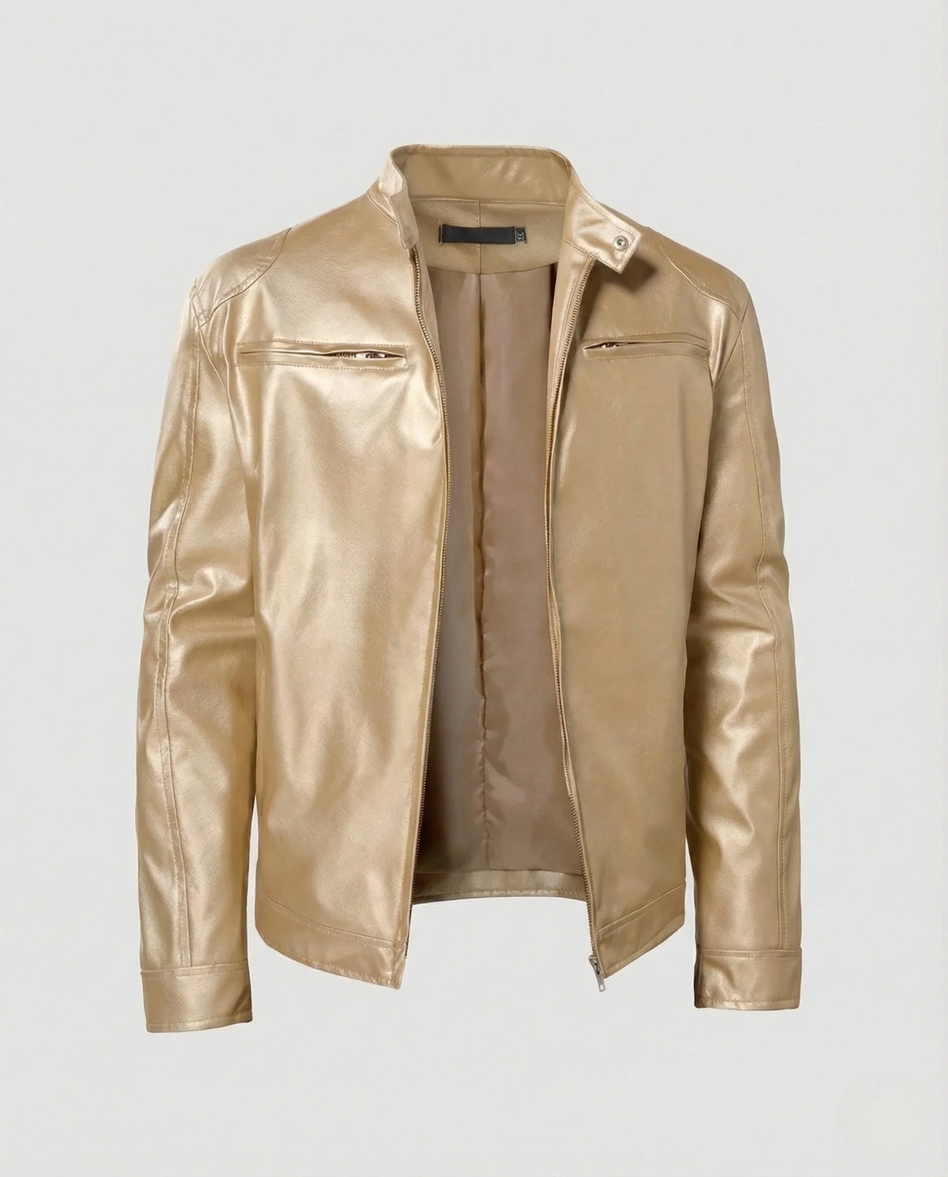 Herren Kunstleder Bikerjacke tailliert - Image 6