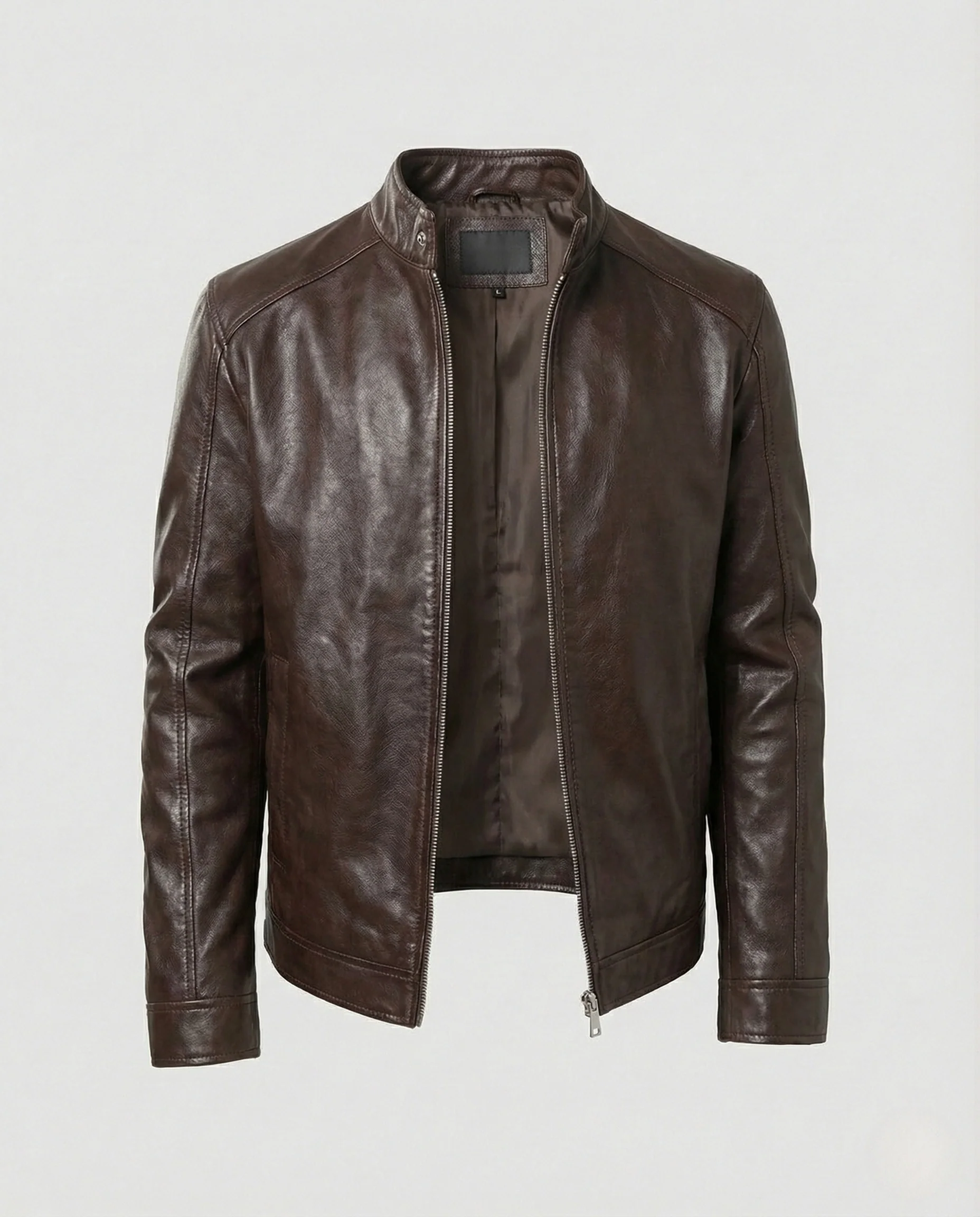 Herren Kunstleder Bikerjacke tailliert - Image 8