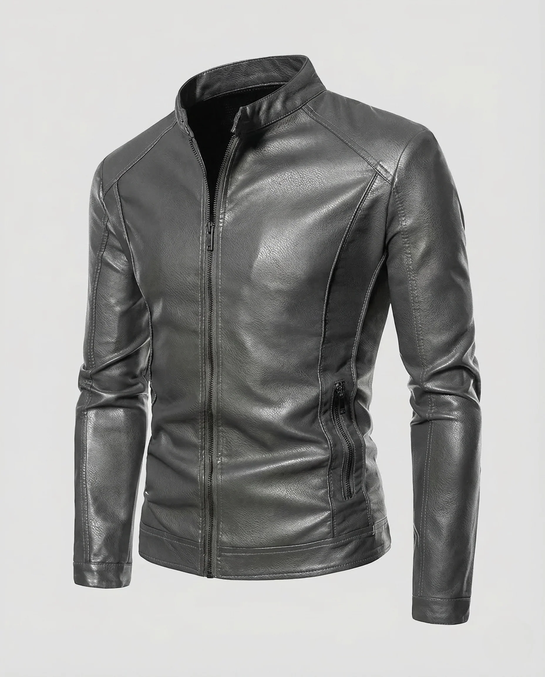 Herren Kunstlederjacke Stehkragen - Image 5