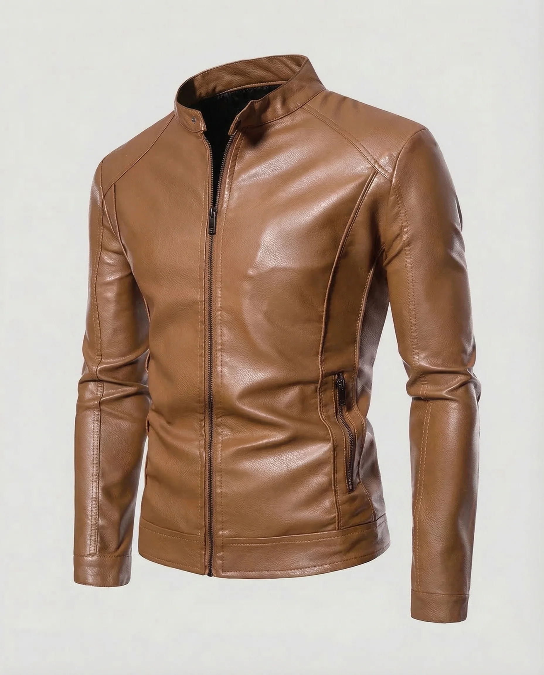 Herren Kunstlederjacke Stehkragen - Image 6