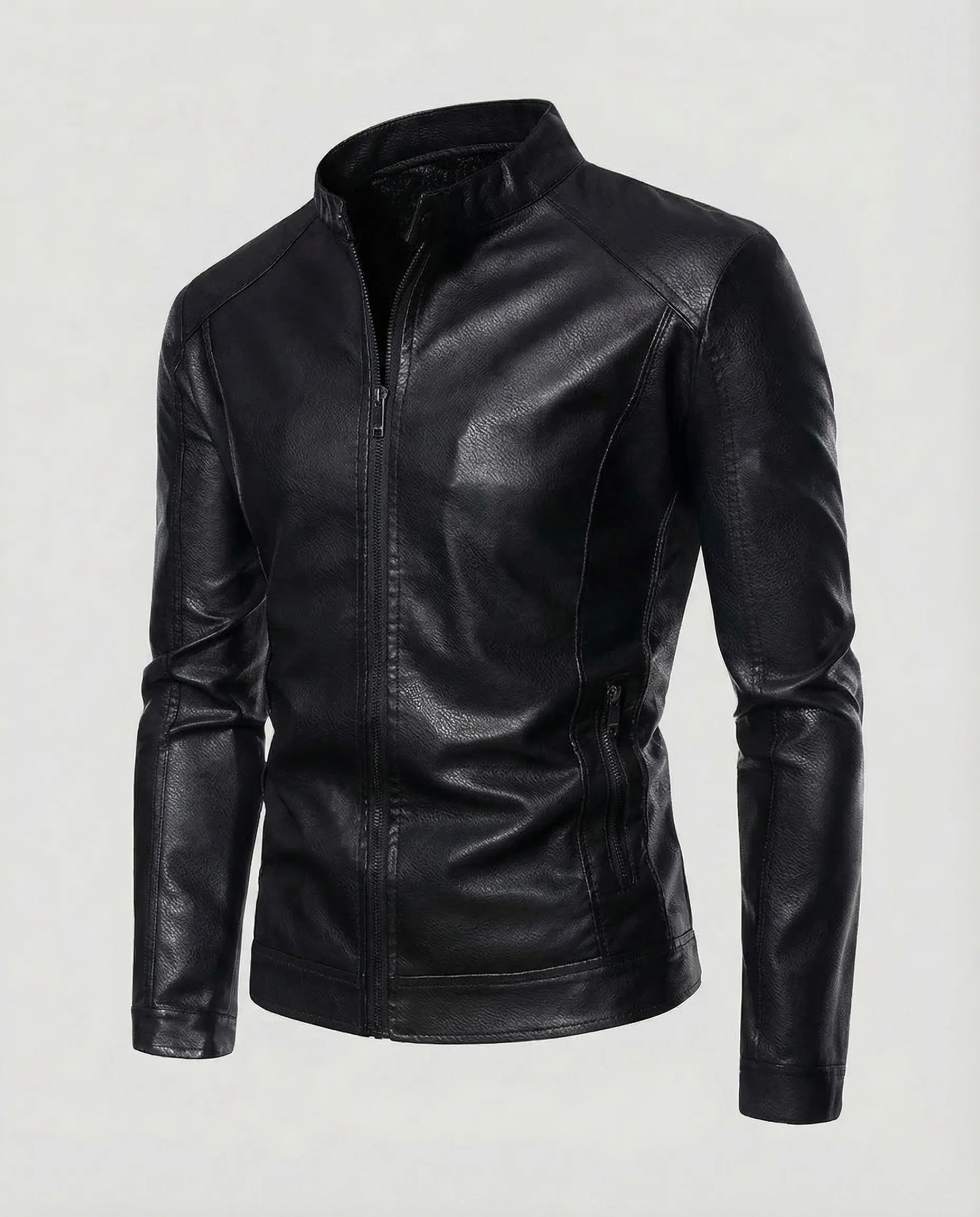 Herren Kunstlederjacke Stehkragen - Image 7