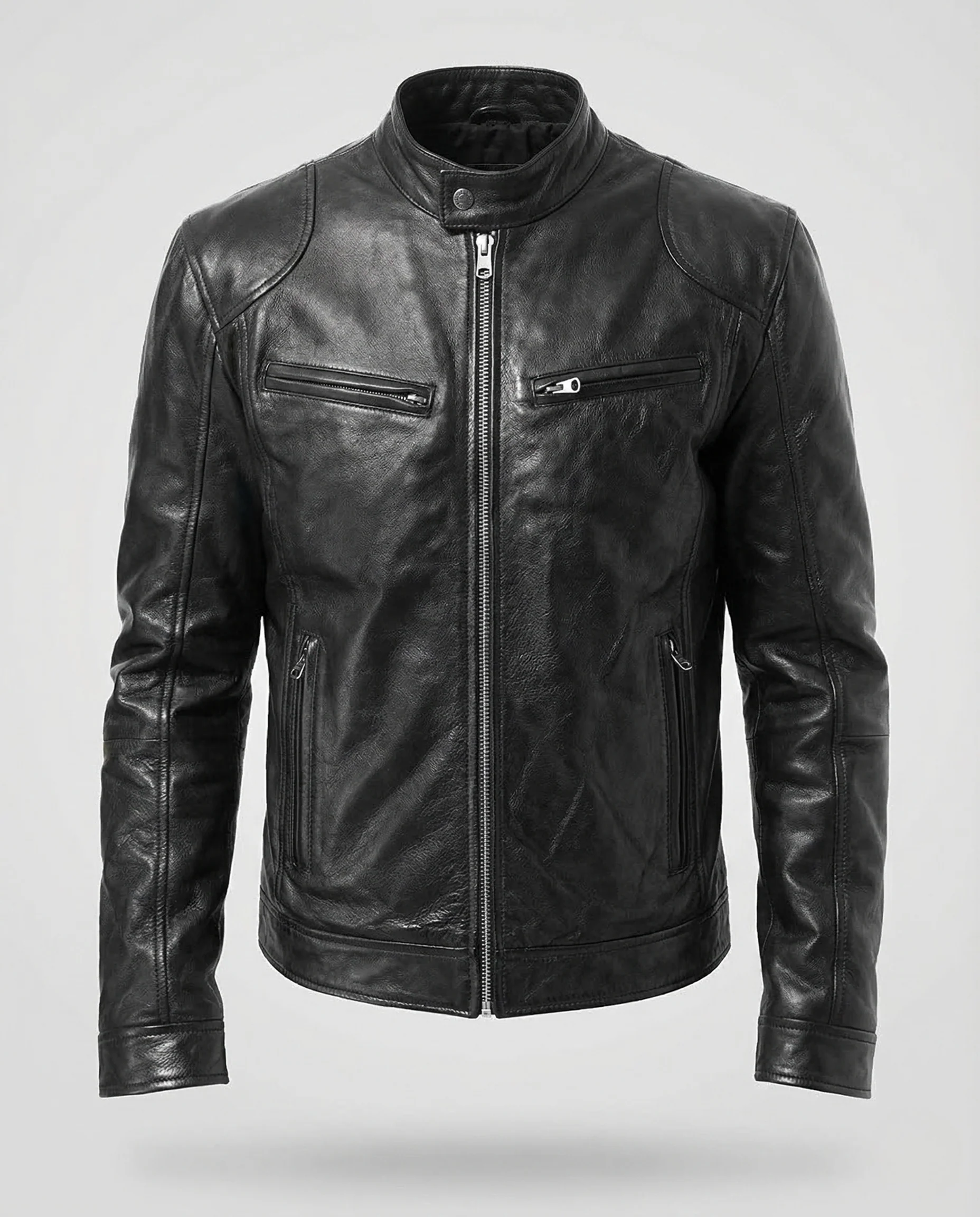 Herren Lederjacke Lammnappa Stehkragen - Image 5