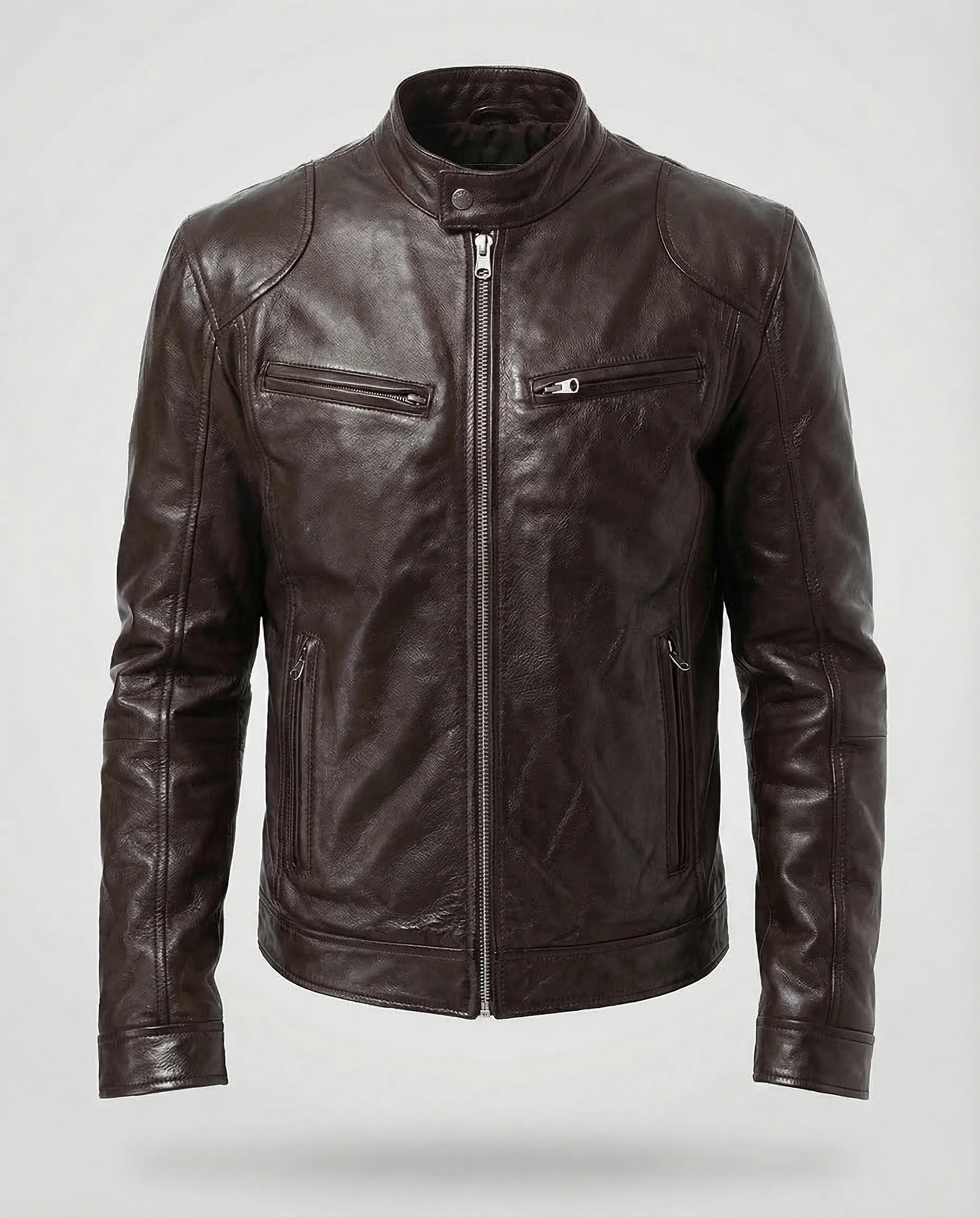 Herren Lederjacke Lammnappa Stehkragen - Image 6