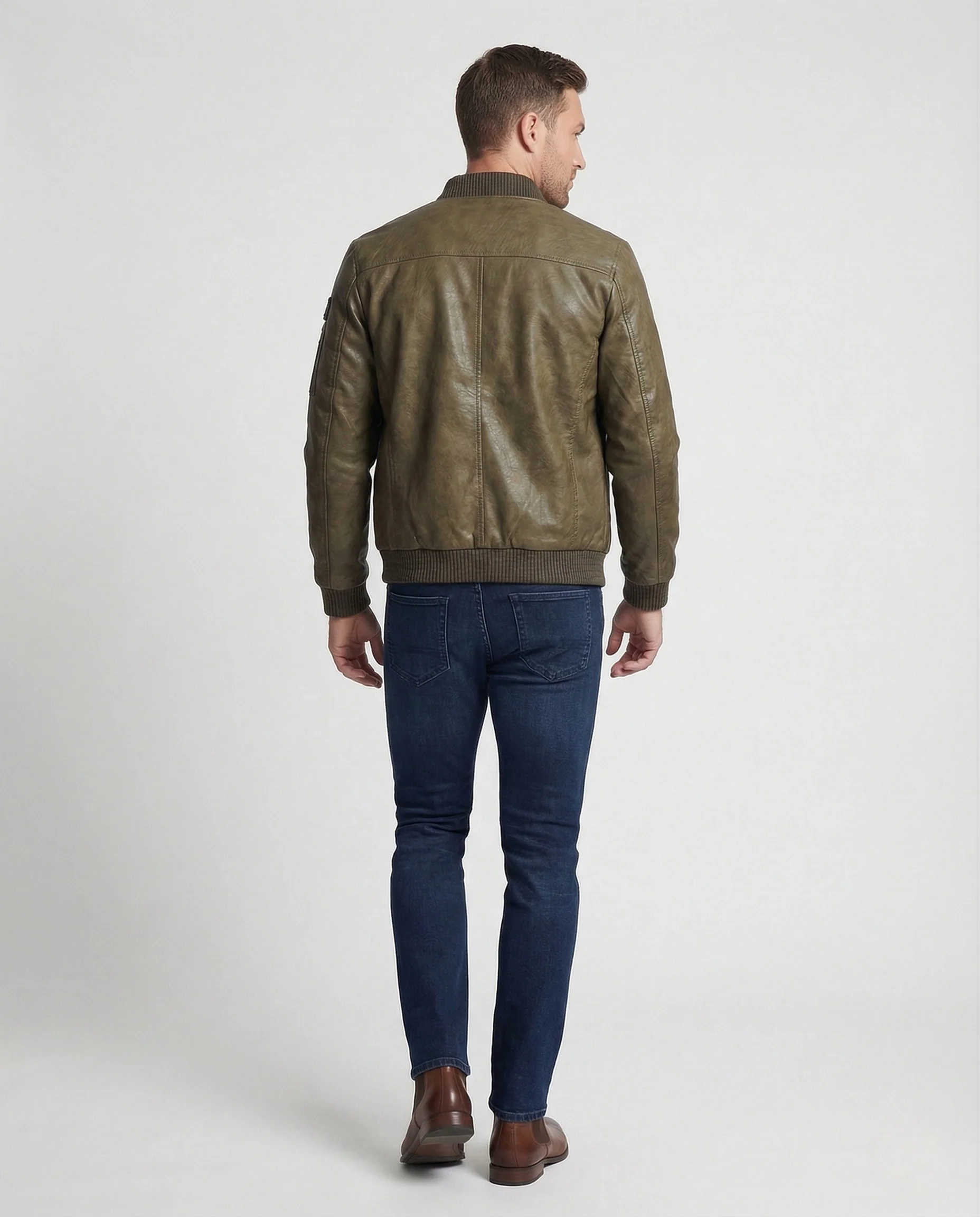 Herren Flightjacke Lederoptik - Image 4