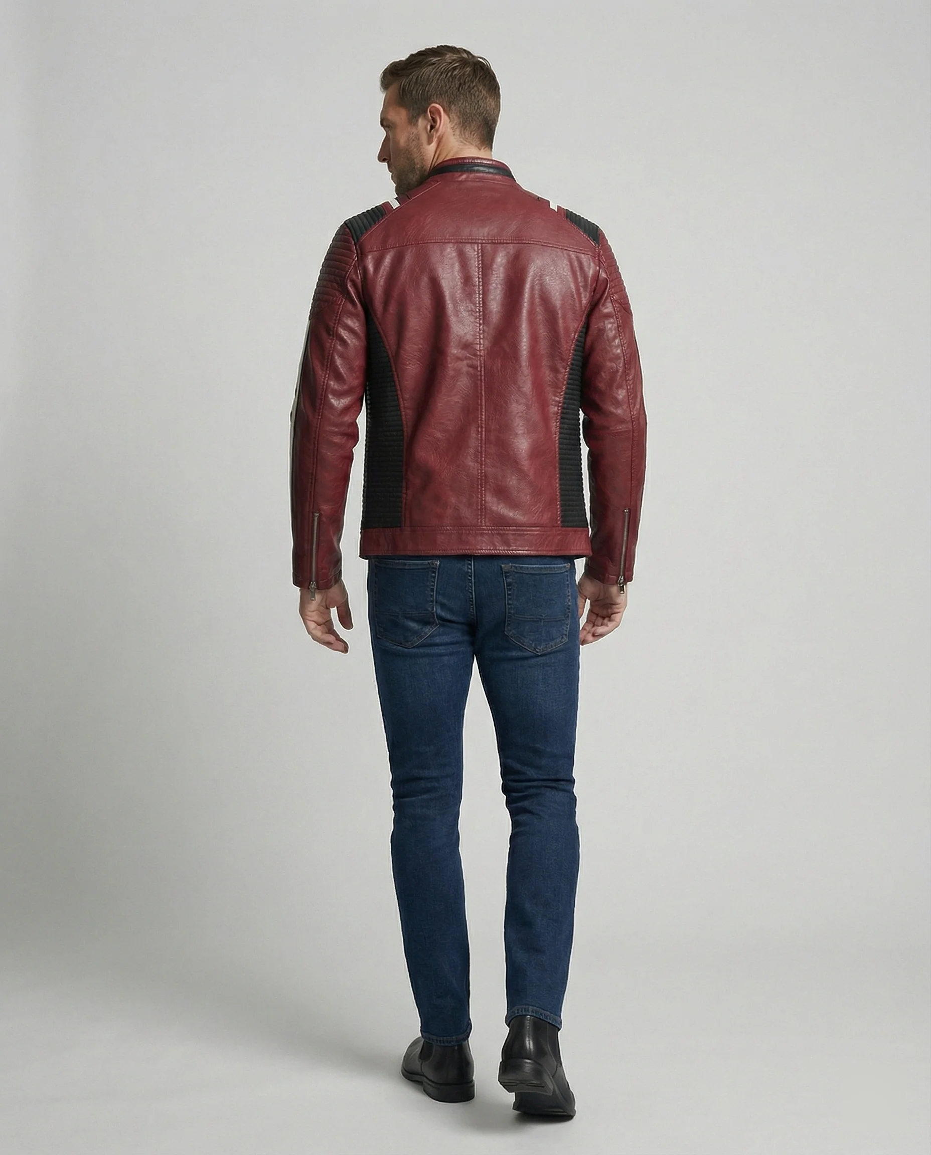 Herren Lederjacke Herren Biker - Image 4