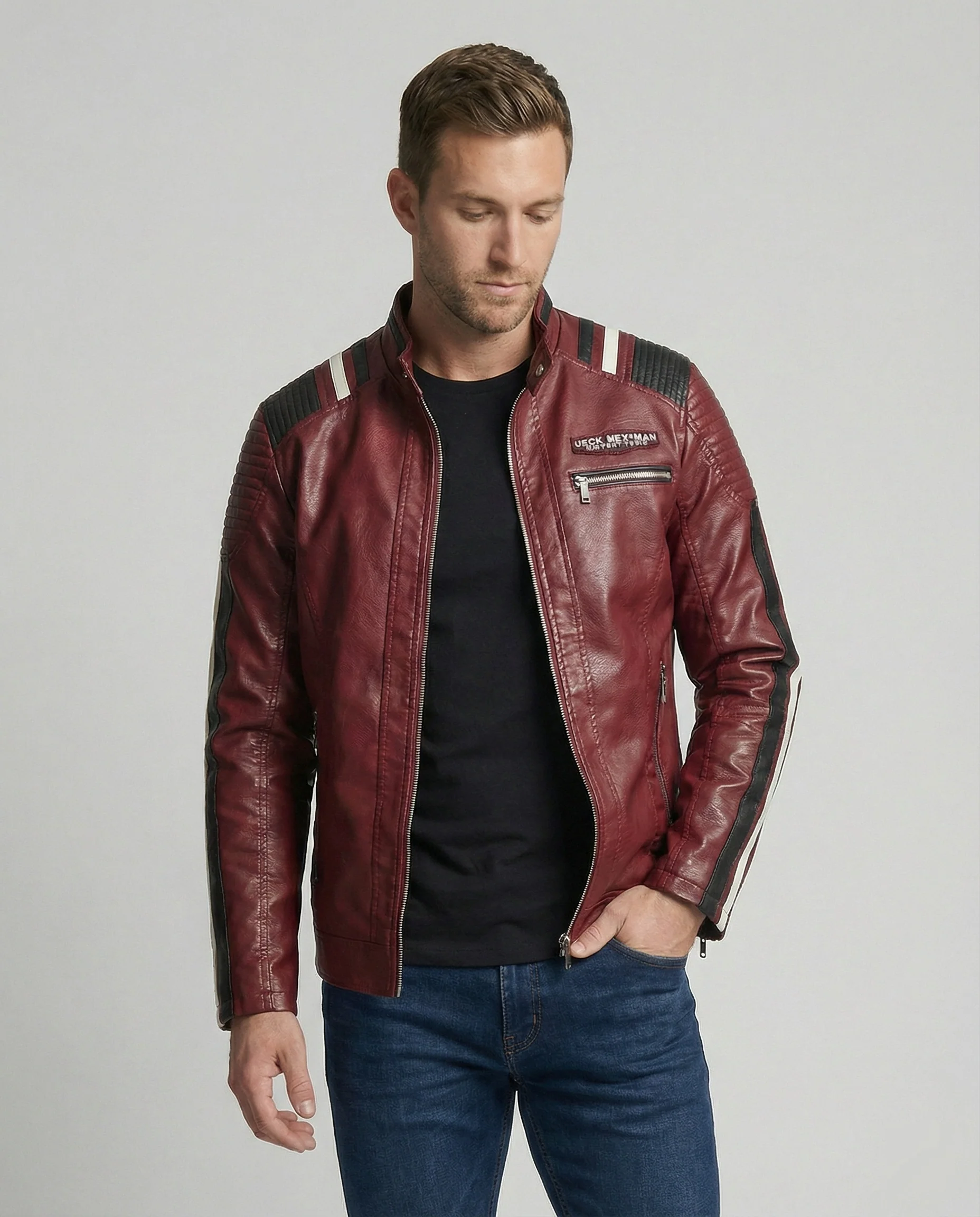 Herren Lederjacke Herren Biker - Image 6