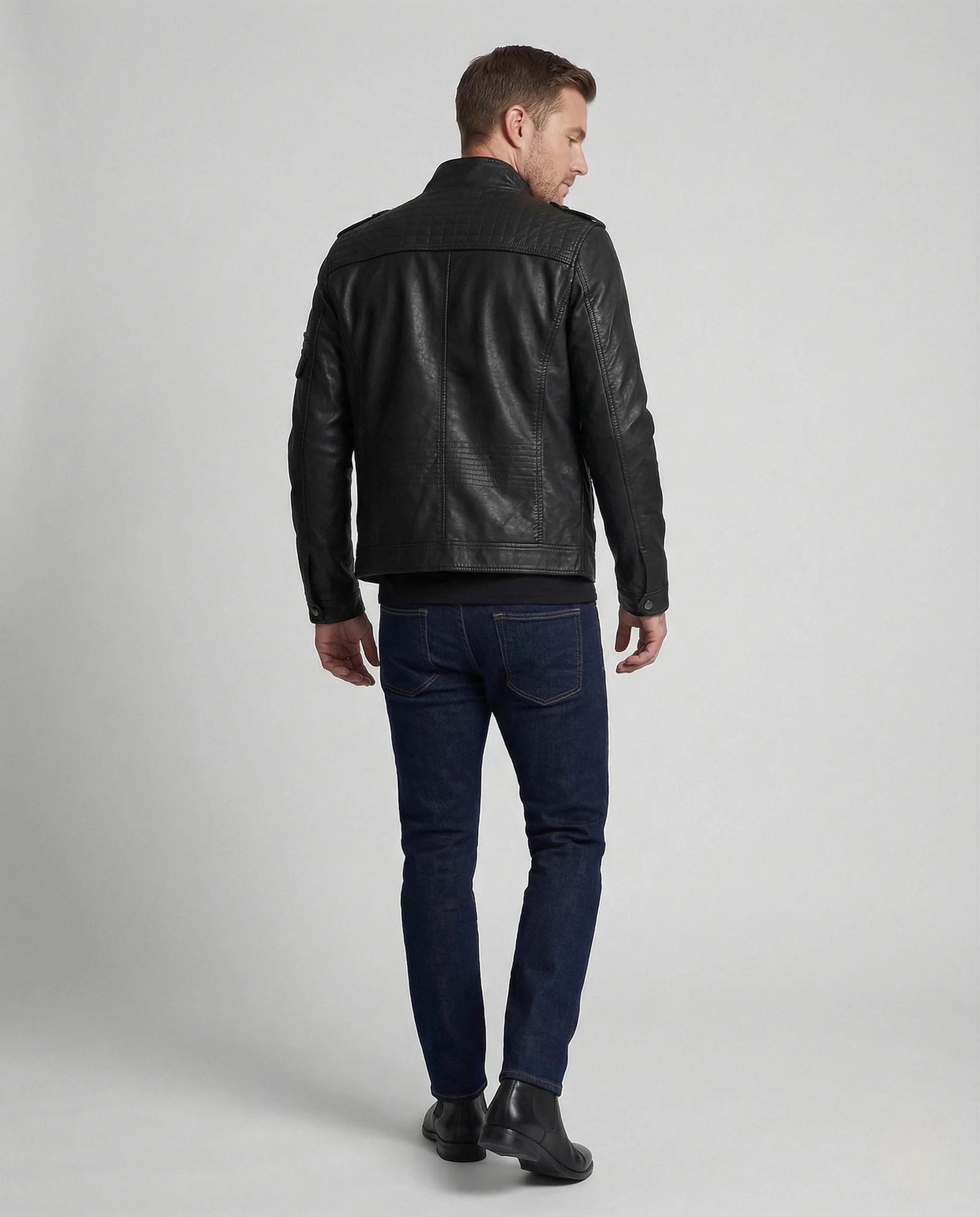 Herren Motorradjacke Kunstleder - Image 3
