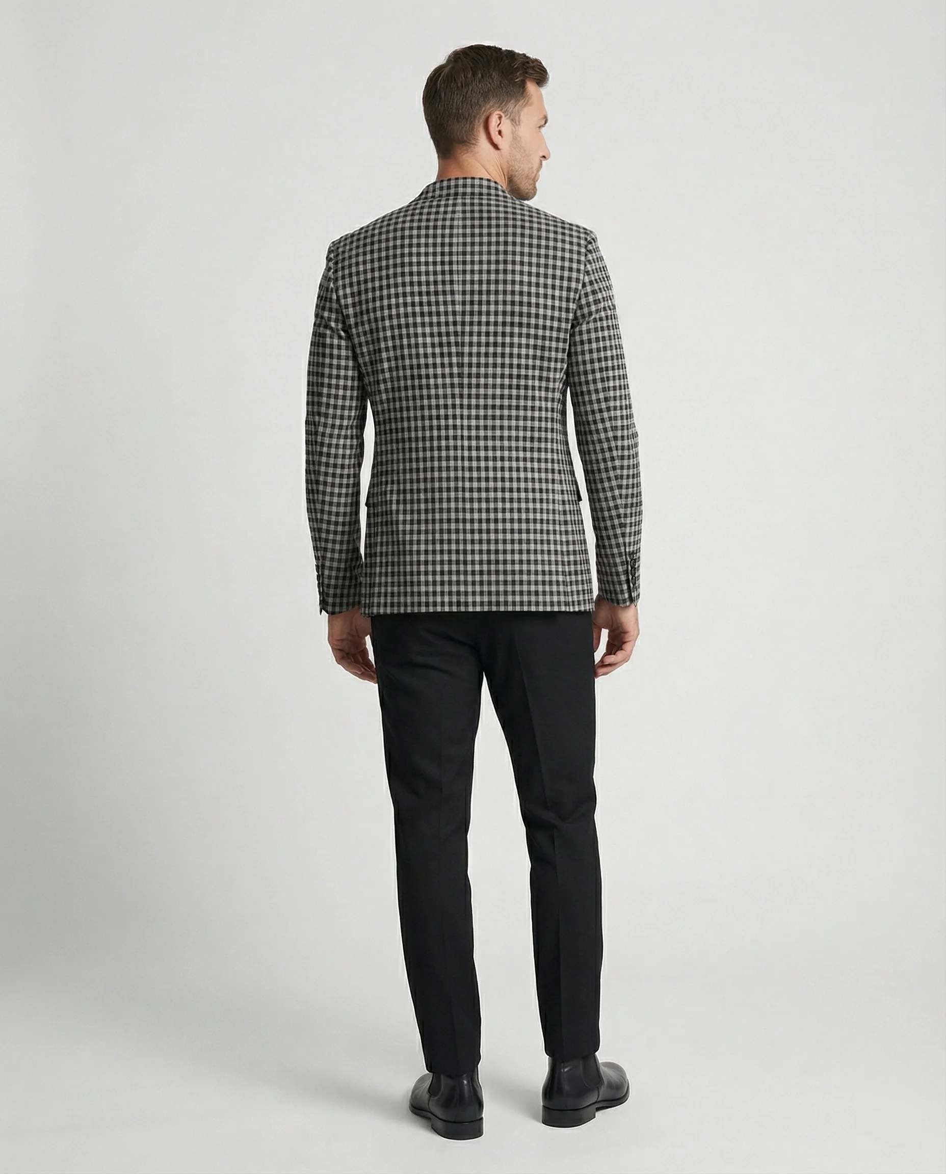 Herren Glencheck Sakko Slim Fit Einreiher - Image 3