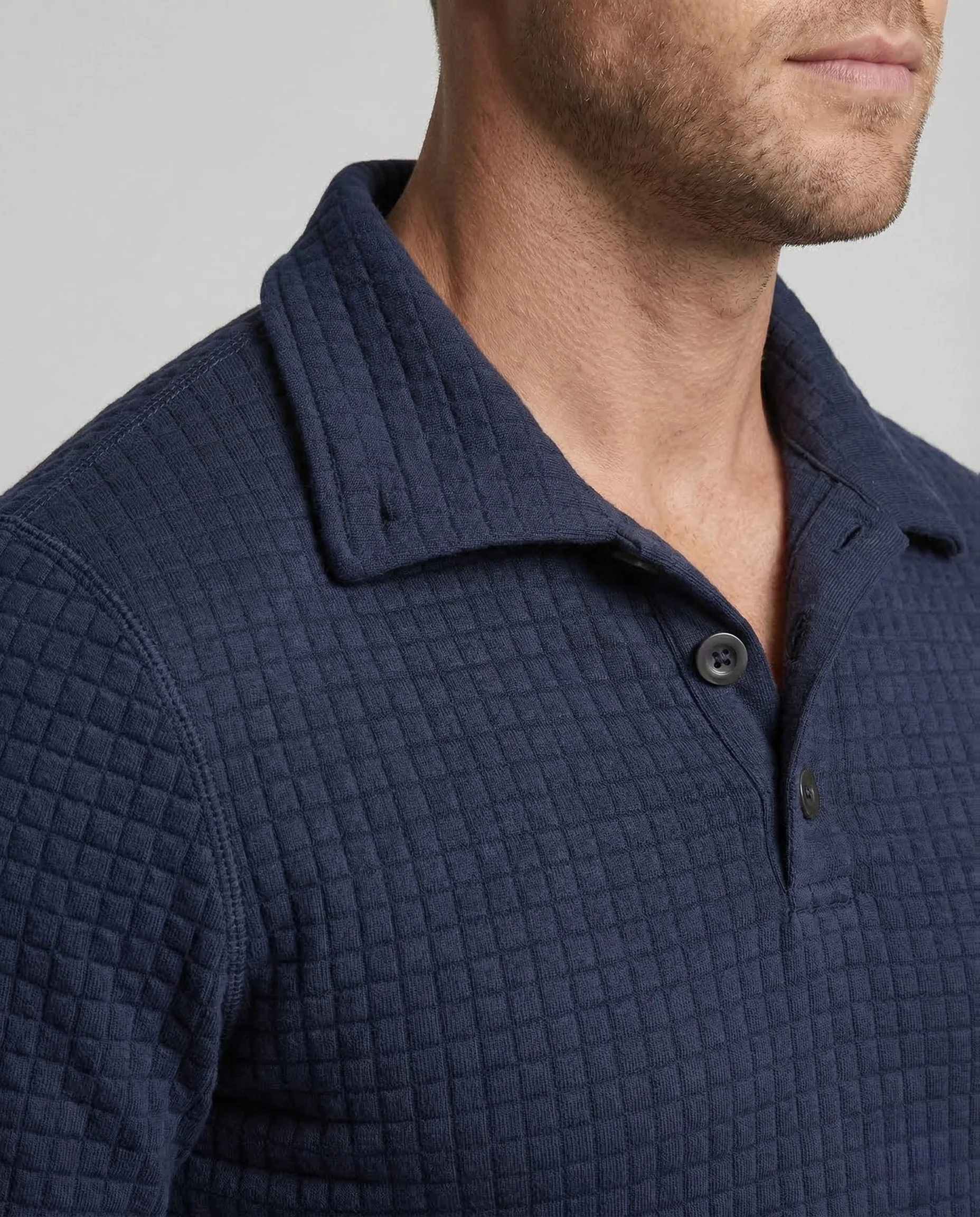 Herren Waffelstrick Pullover Polokragen - Image 3