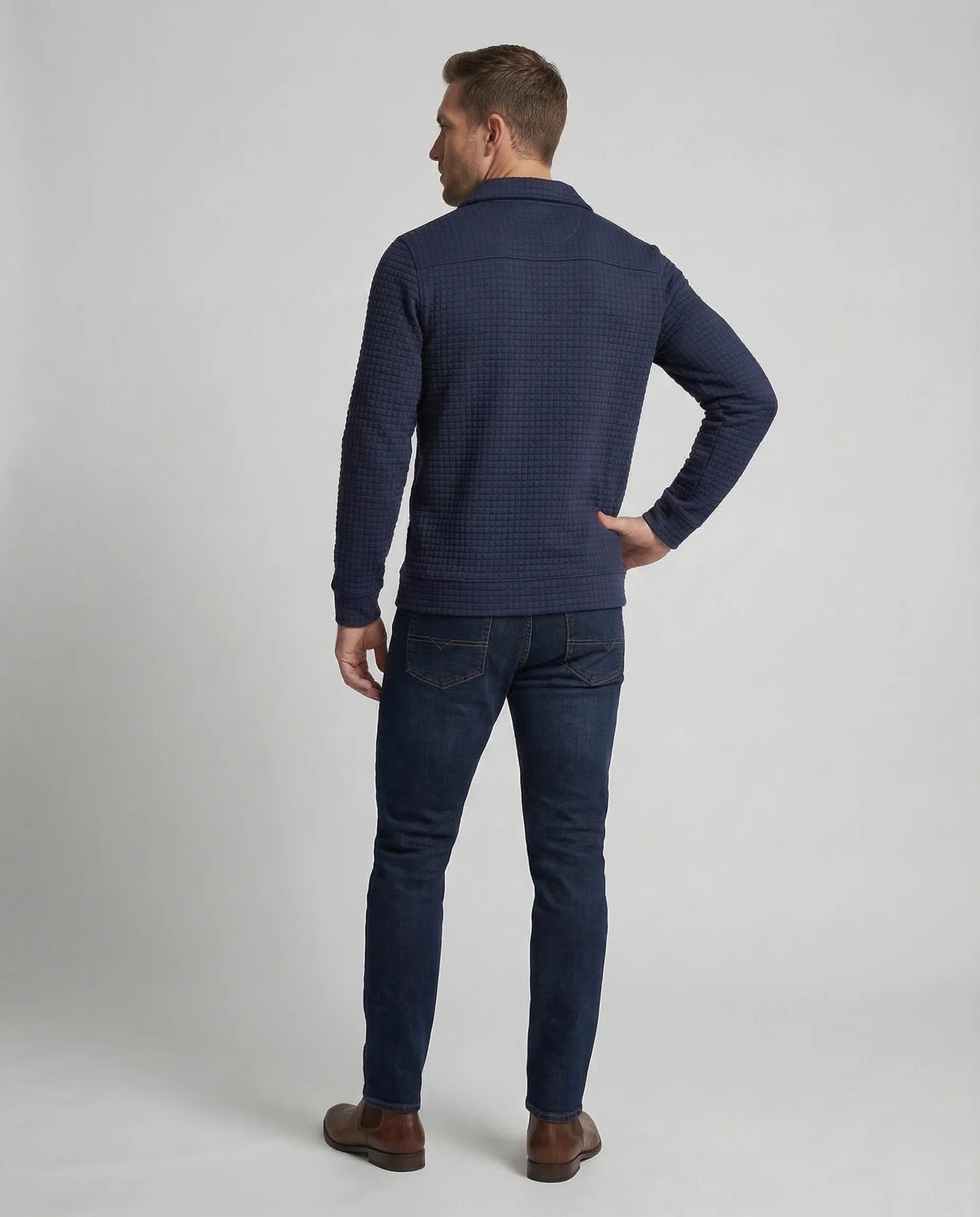 Herren Waffelstrick Pullover Polokragen - Image 4
