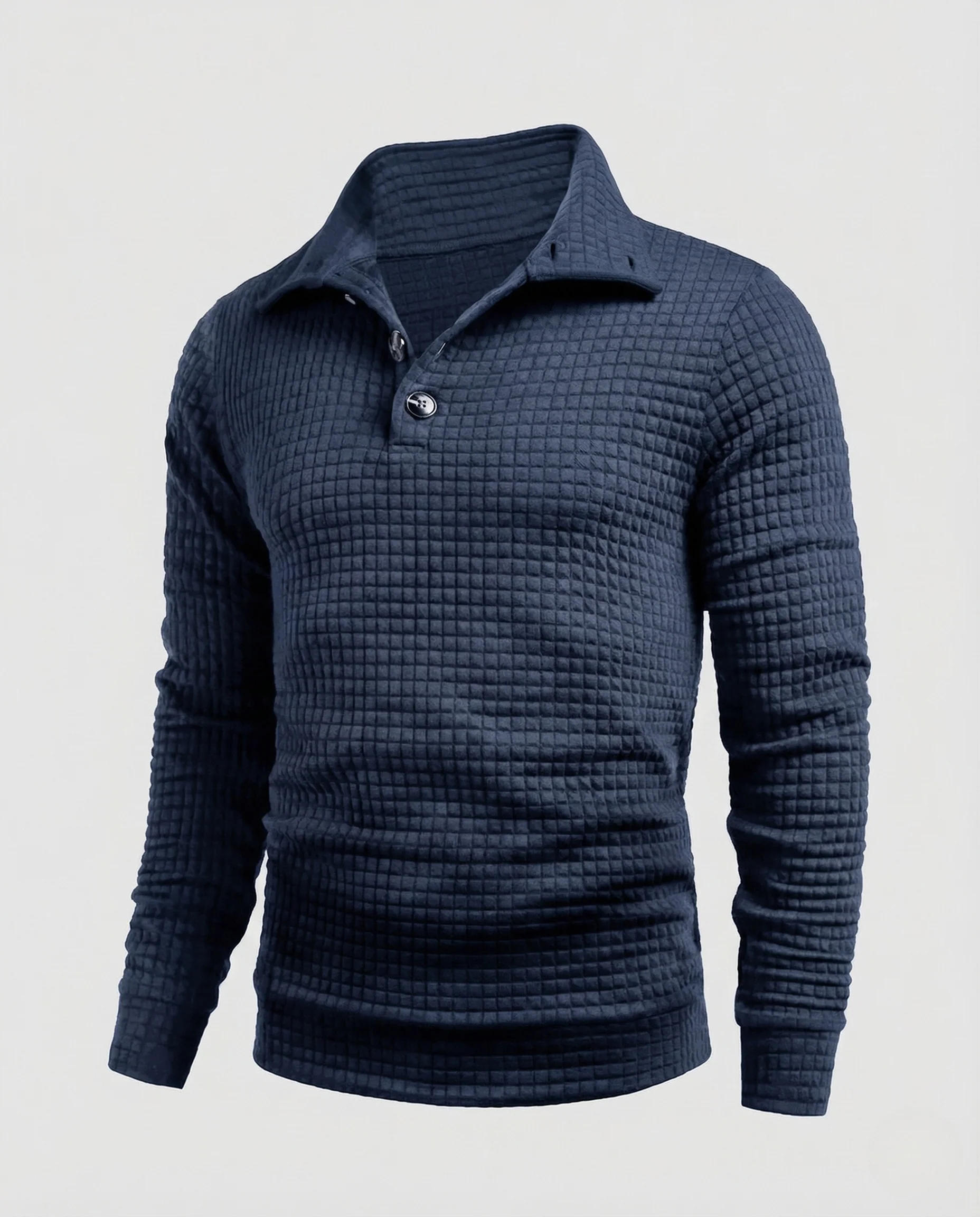 Herren Waffelstrick Pullover Polokragen - Image 5