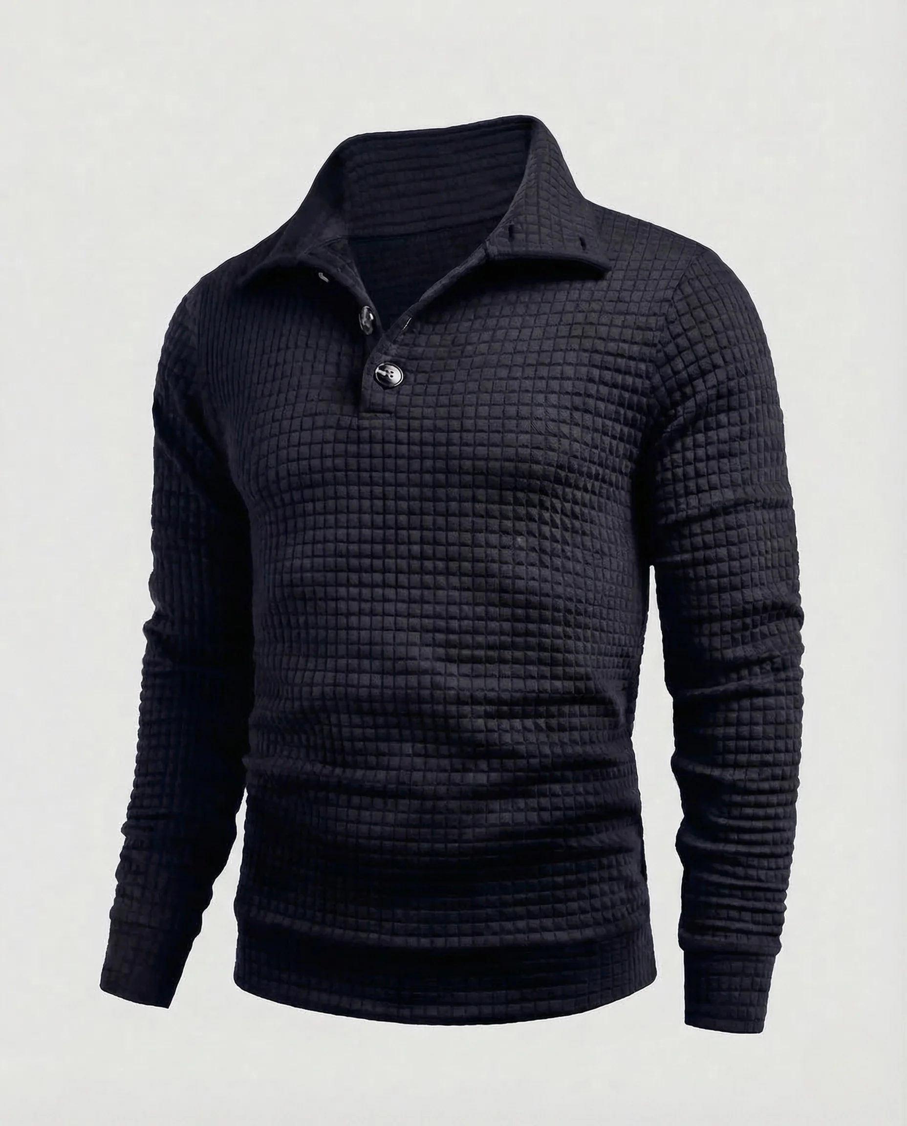 Herren Waffelstrick Pullover Polokragen - Image 8