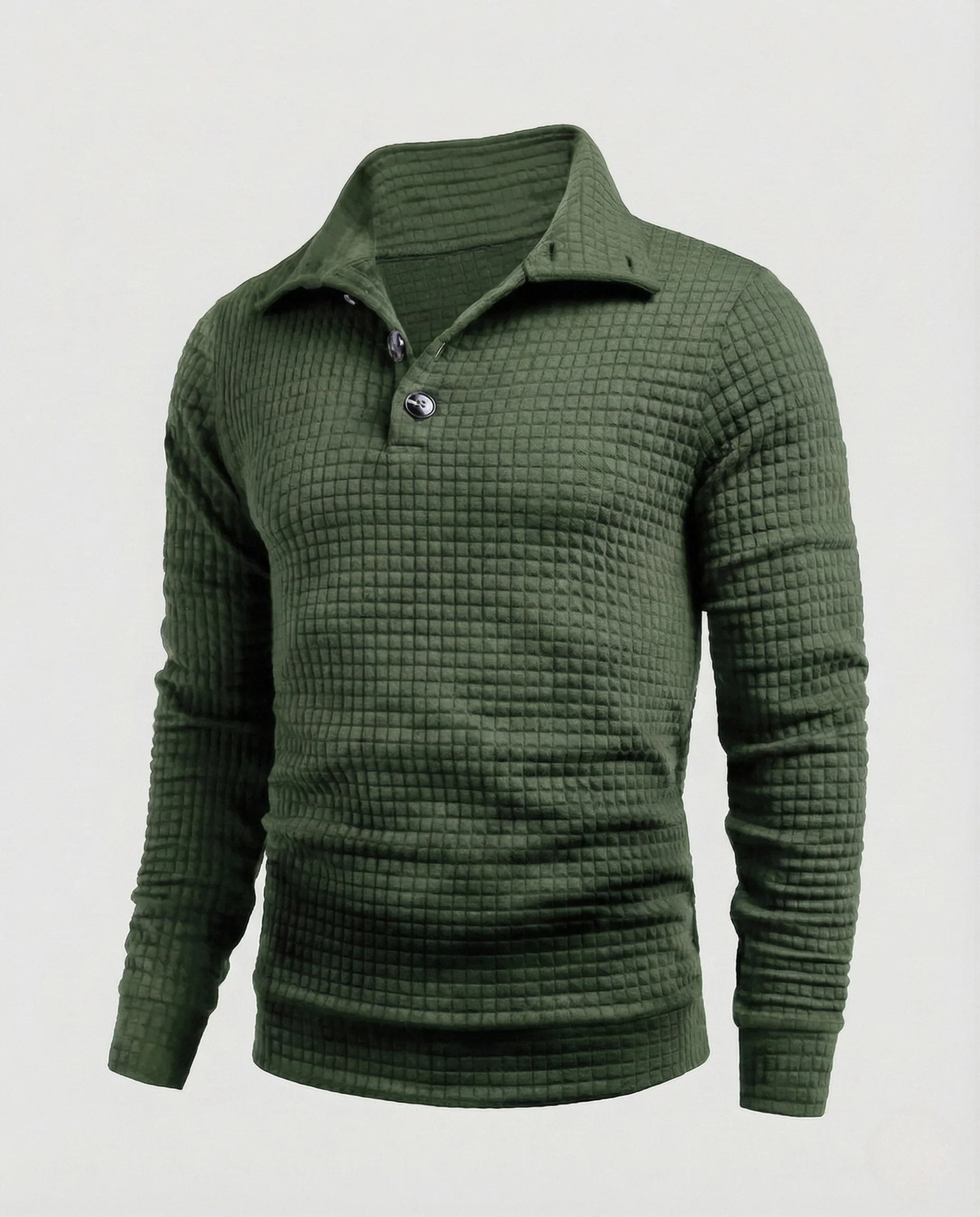 Herren Waffelstrick Pullover Polokragen - Image 9