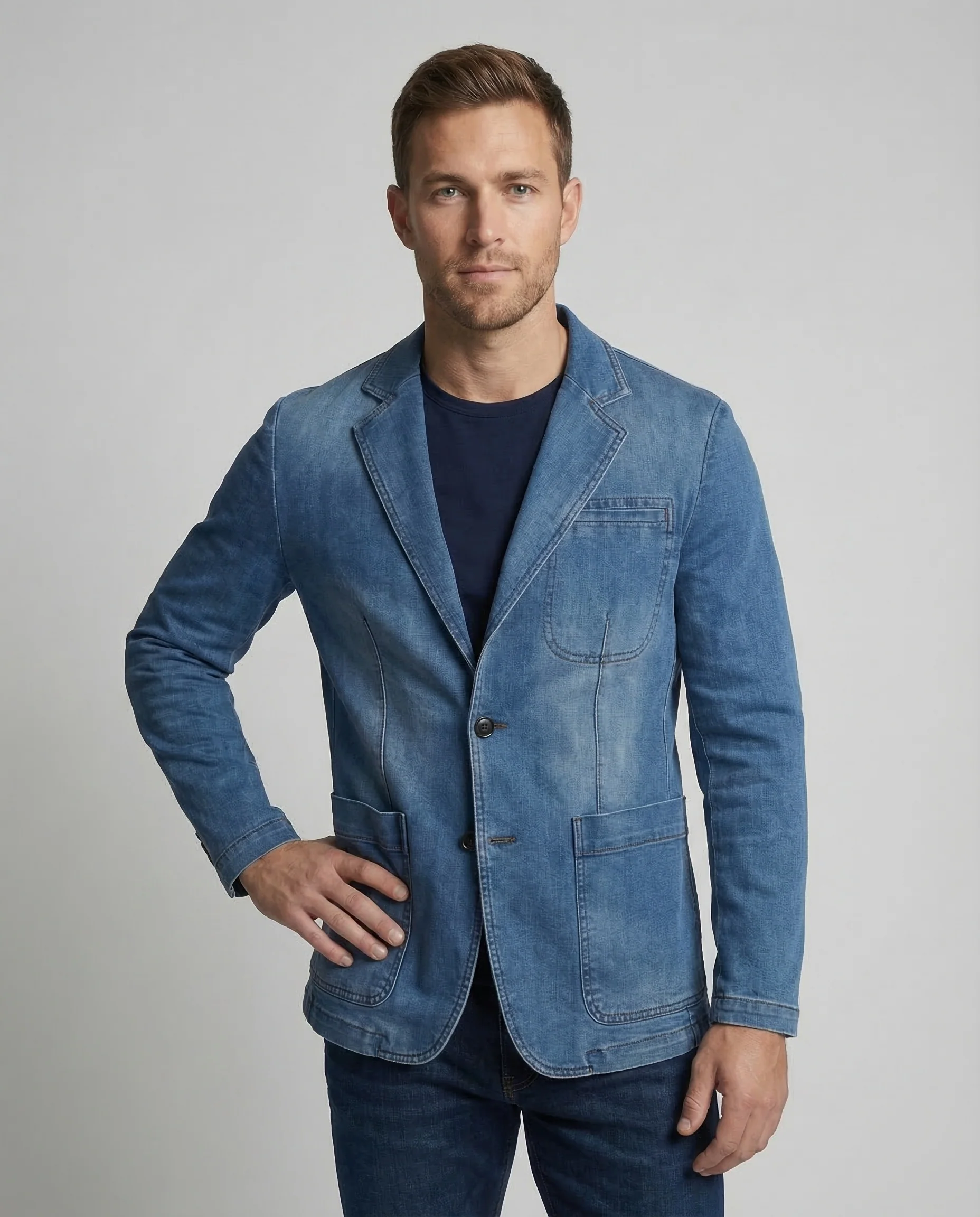Herren Denim Sakko Casual - Image 2