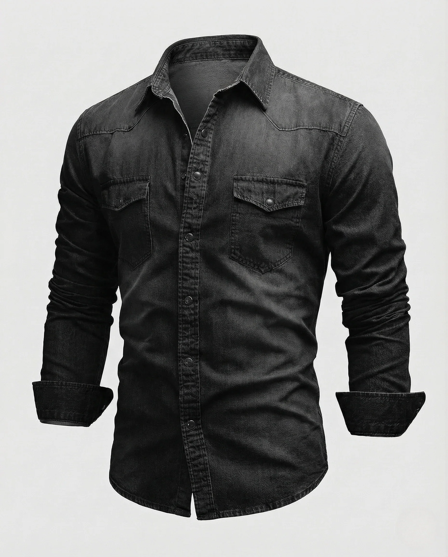 Herren Jeanshemd Slim Fit mit Druckknöpfen - Image 10