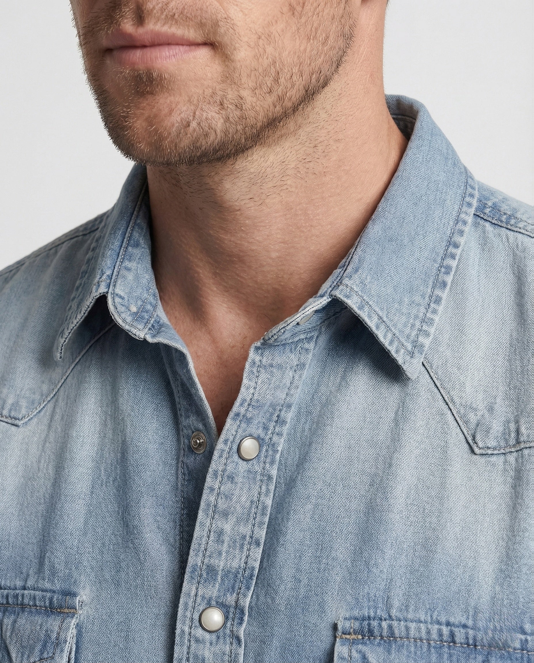 Herren Jeanshemd Slim Fit mit Druckknöpfen - Image 3