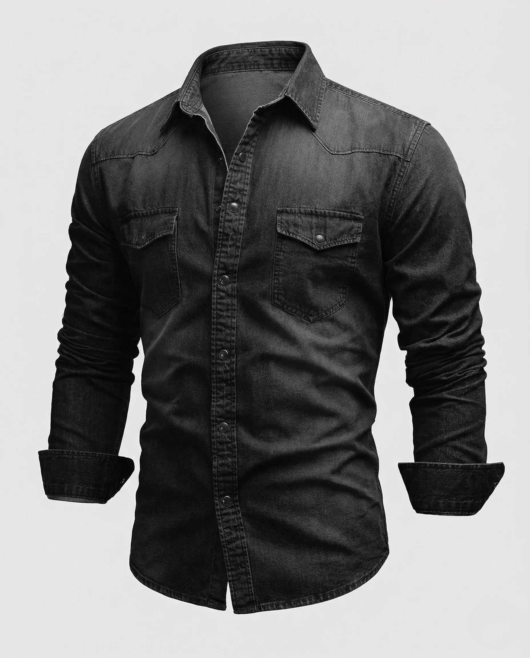 Herren Jeanshemd Slim Fit mit Druckknöpfen - Image 5