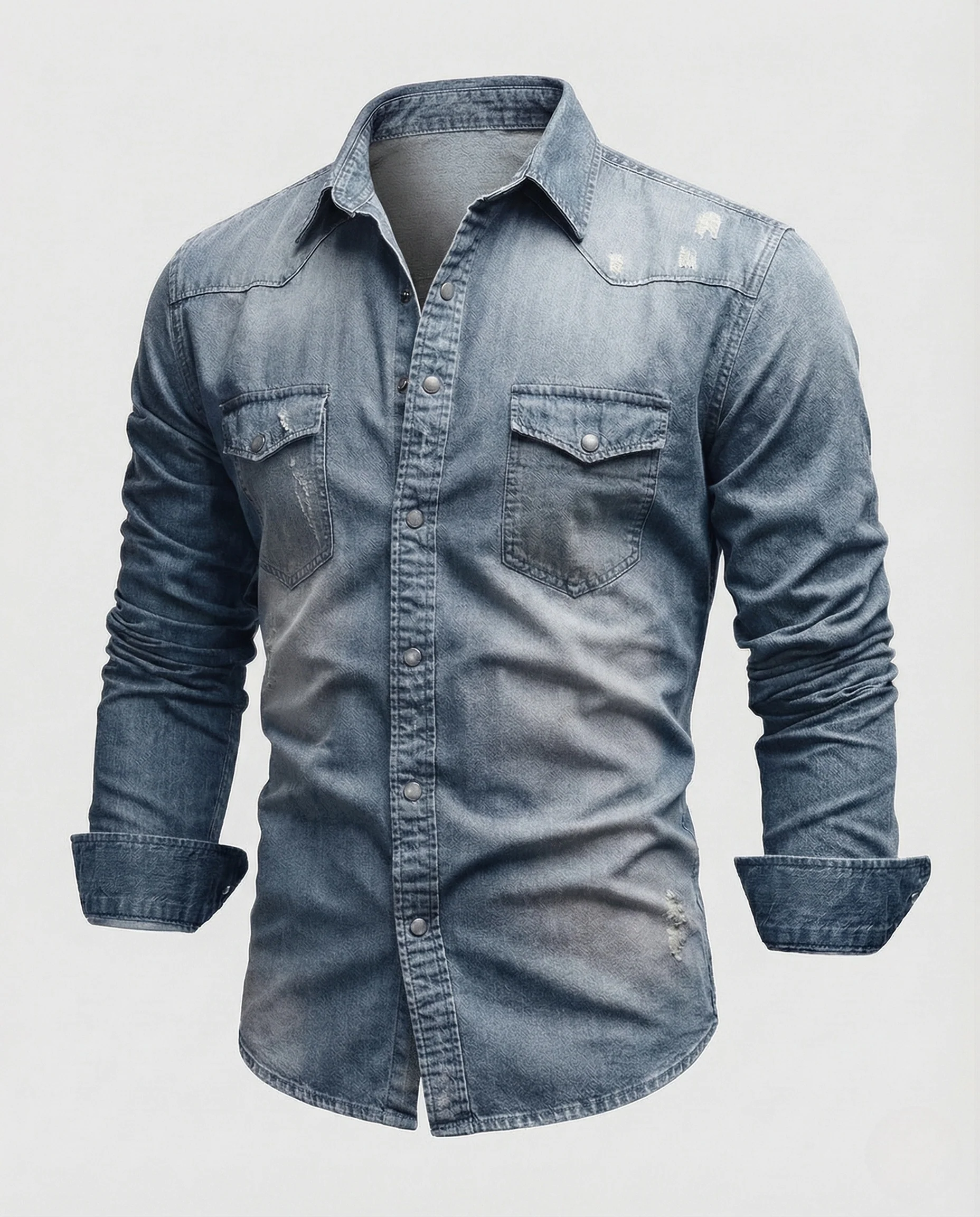 Herren Jeanshemd Slim Fit mit Druckknöpfen - Image 6