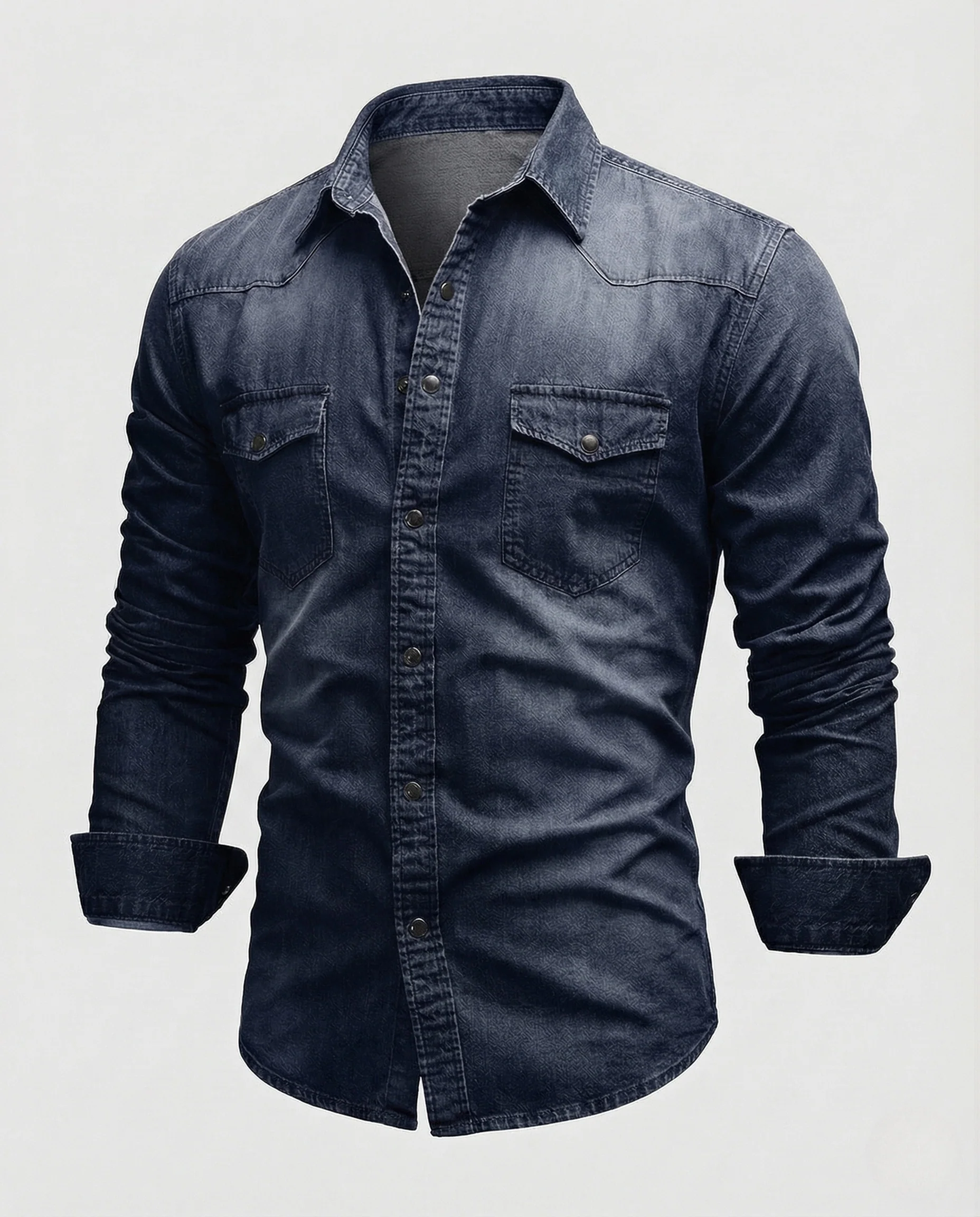 Herren Jeanshemd Slim Fit mit Druckknöpfen - Image 7