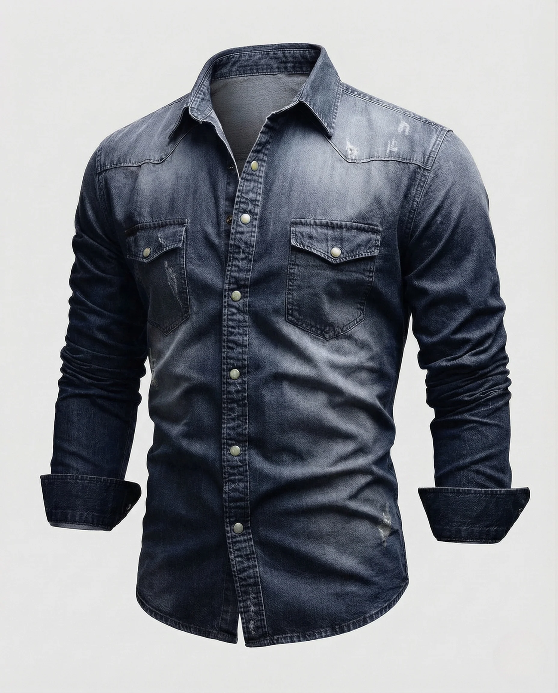 Herren Jeanshemd Slim Fit mit Druckknöpfen - Image 8