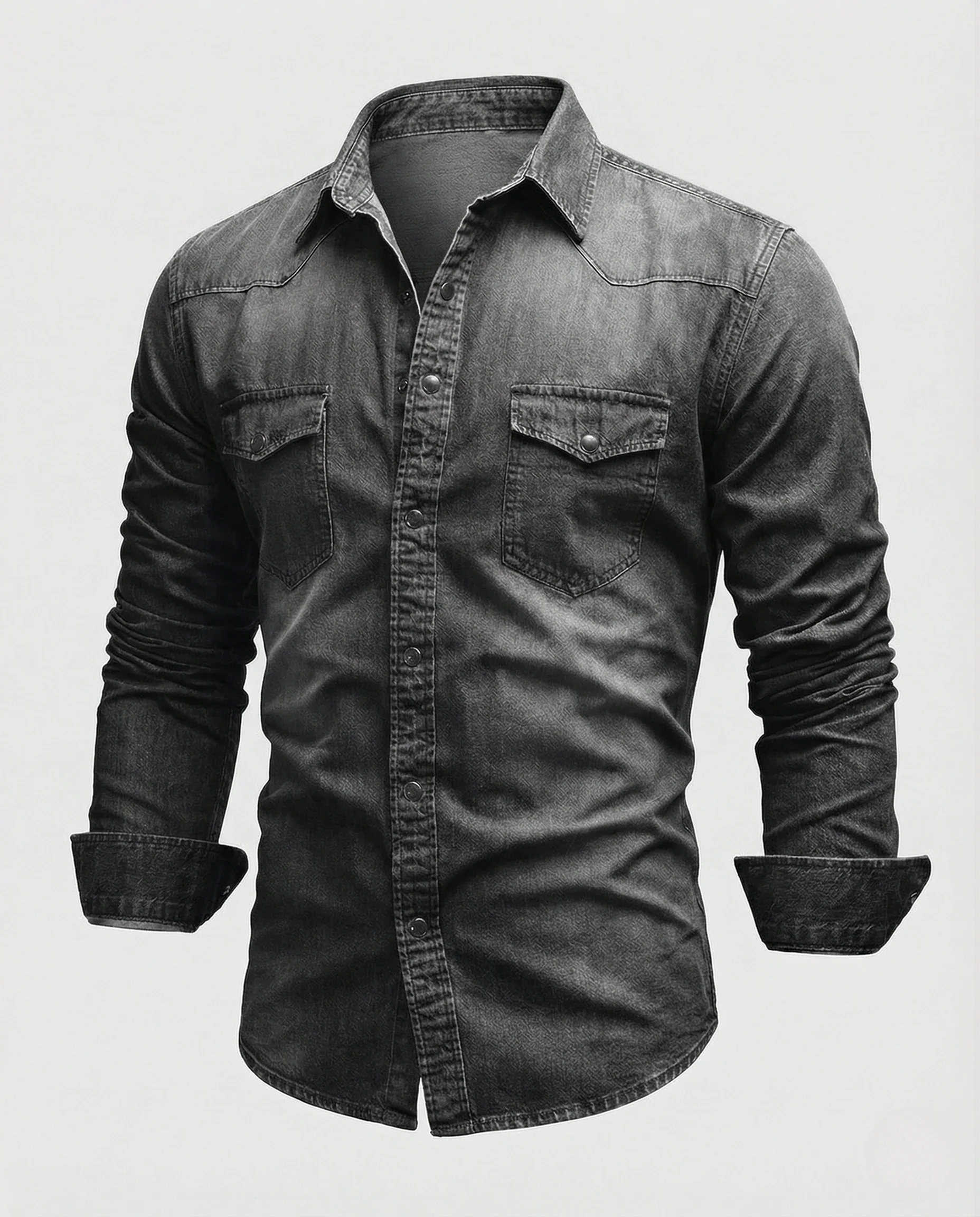 Herren Jeanshemd Slim Fit mit Druckknöpfen - Image 9