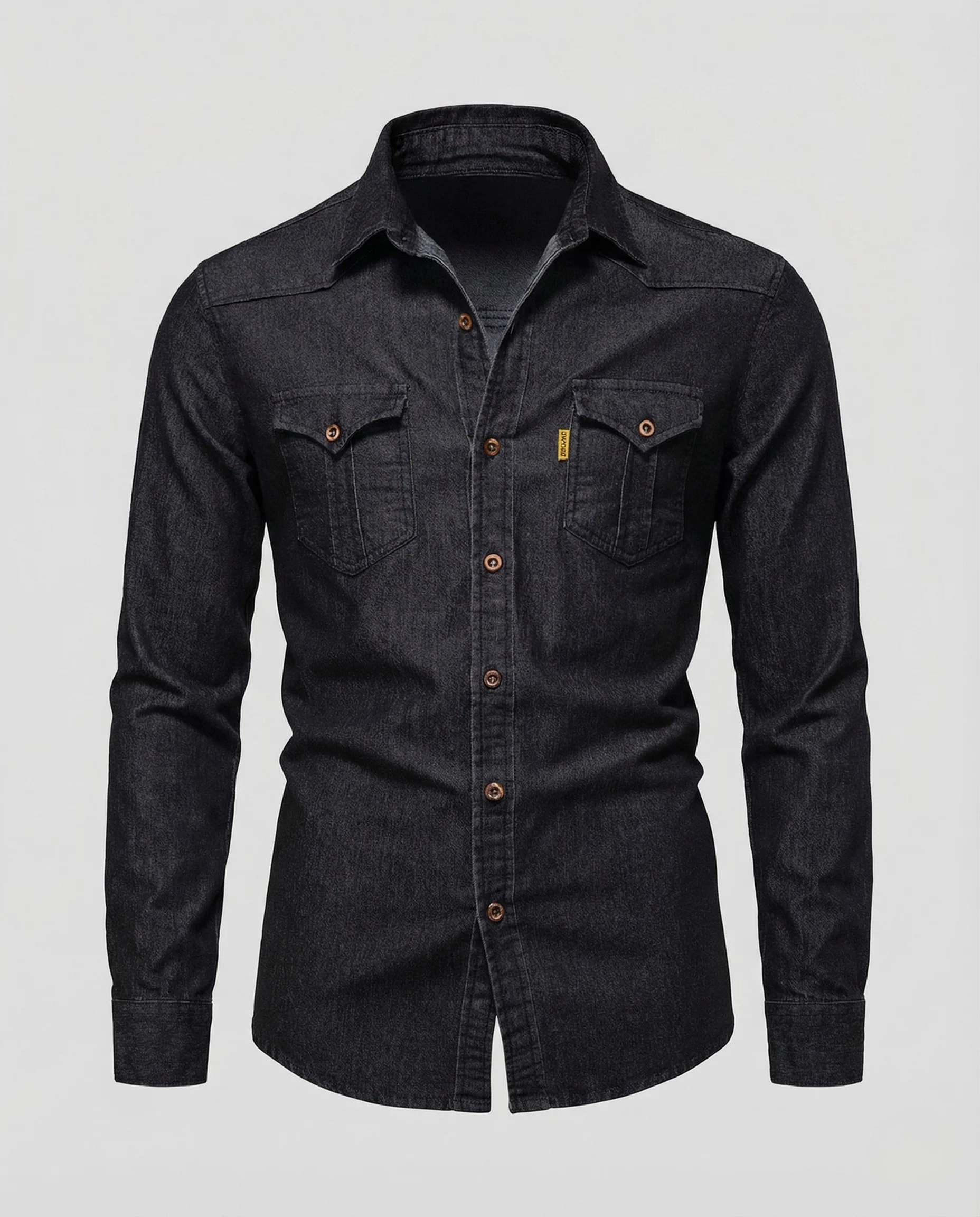 Herren Denimhemd Langarm Western Stil Brusttaschen - Image 4
