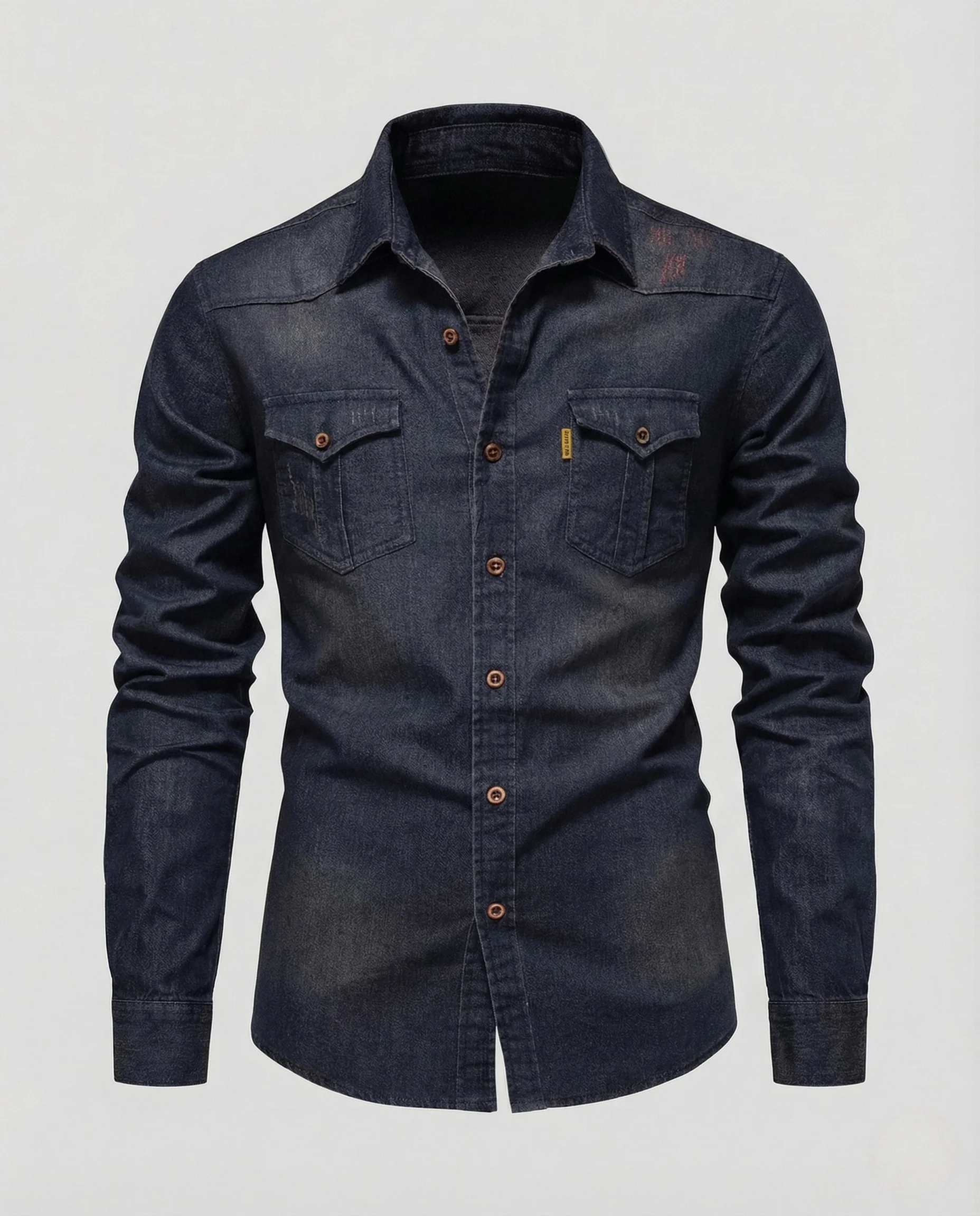 Herren Denimhemd Langarm Western Stil Brusttaschen - Image 5
