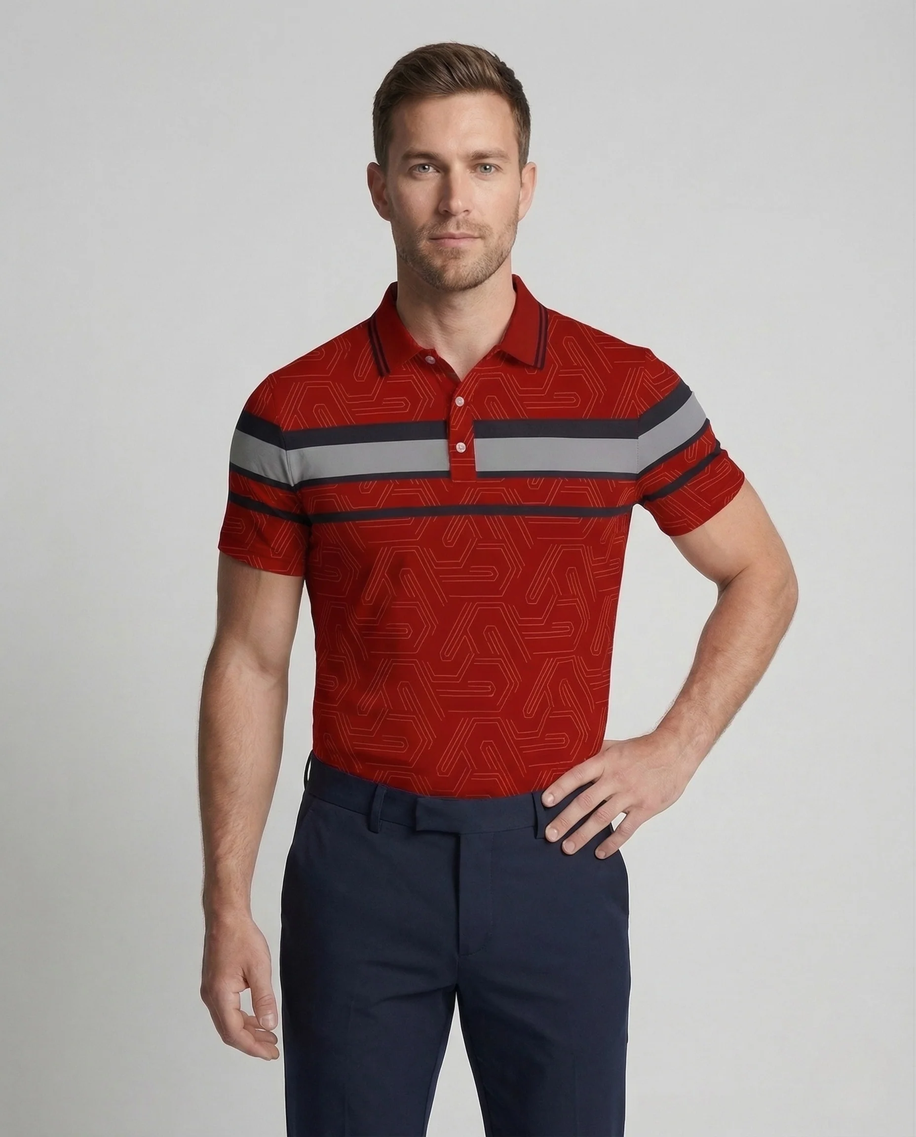 Herren Polohemd Slim Fit mit Kontraststreifen und Knopfleiste - Image 2