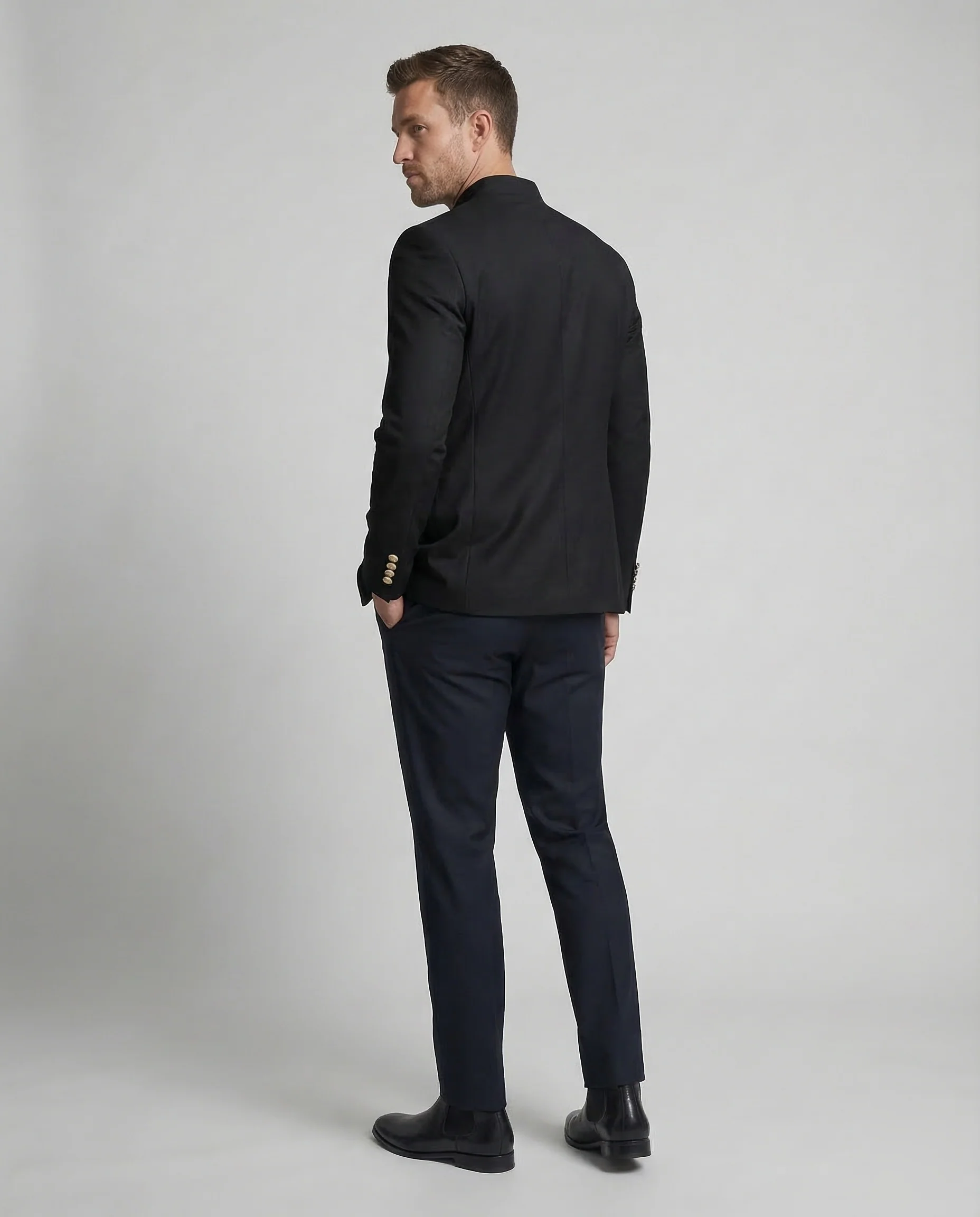 Herren Sakko Stehkragen Slim - Image 4