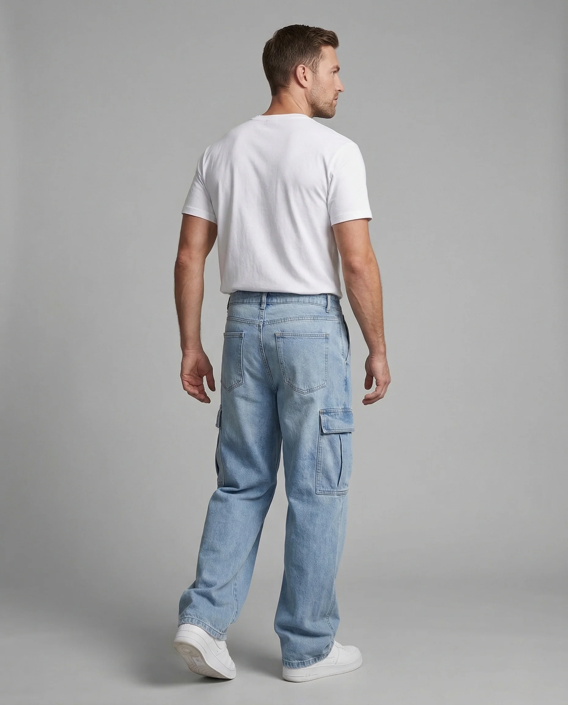 Herren Ultraweite Jeans Cargohose mit tiefem Schritt - Image 4