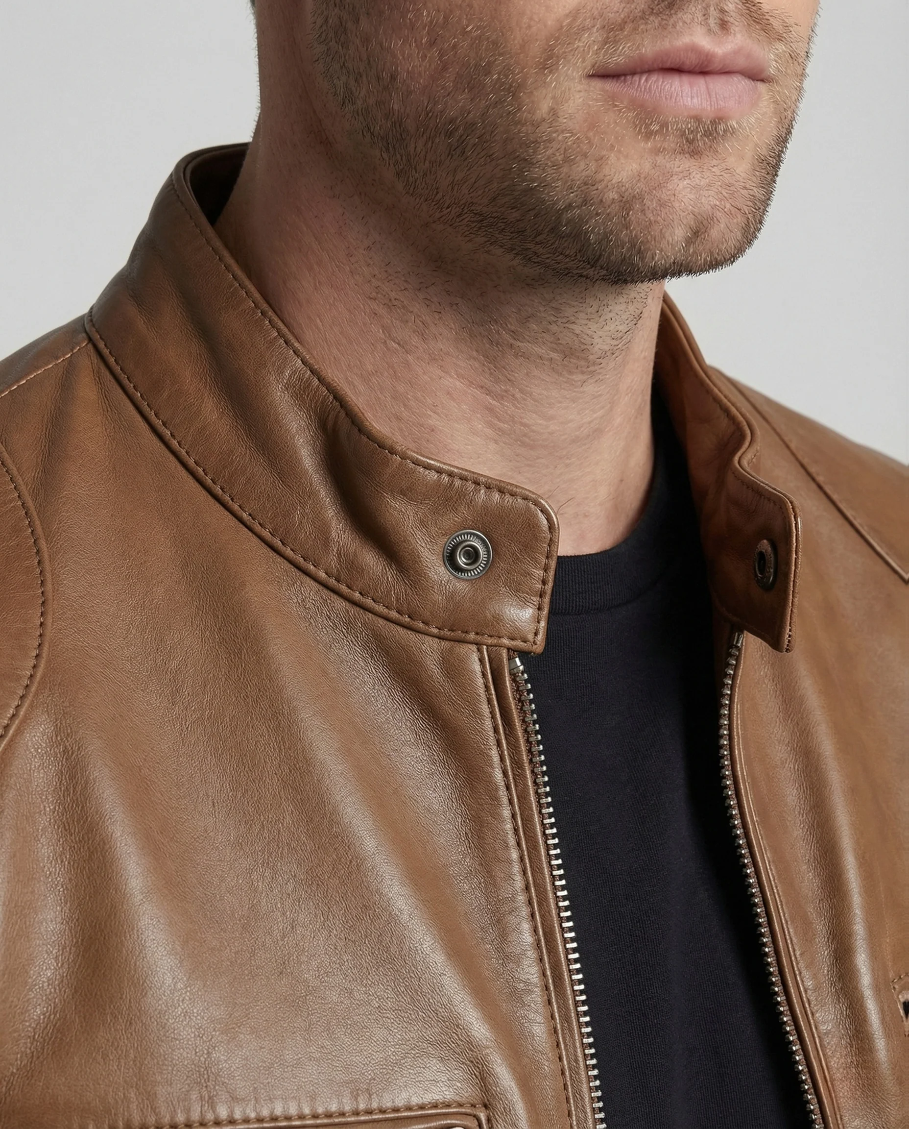 Herren Lederjacke urban mit Stehkragen - Image 3