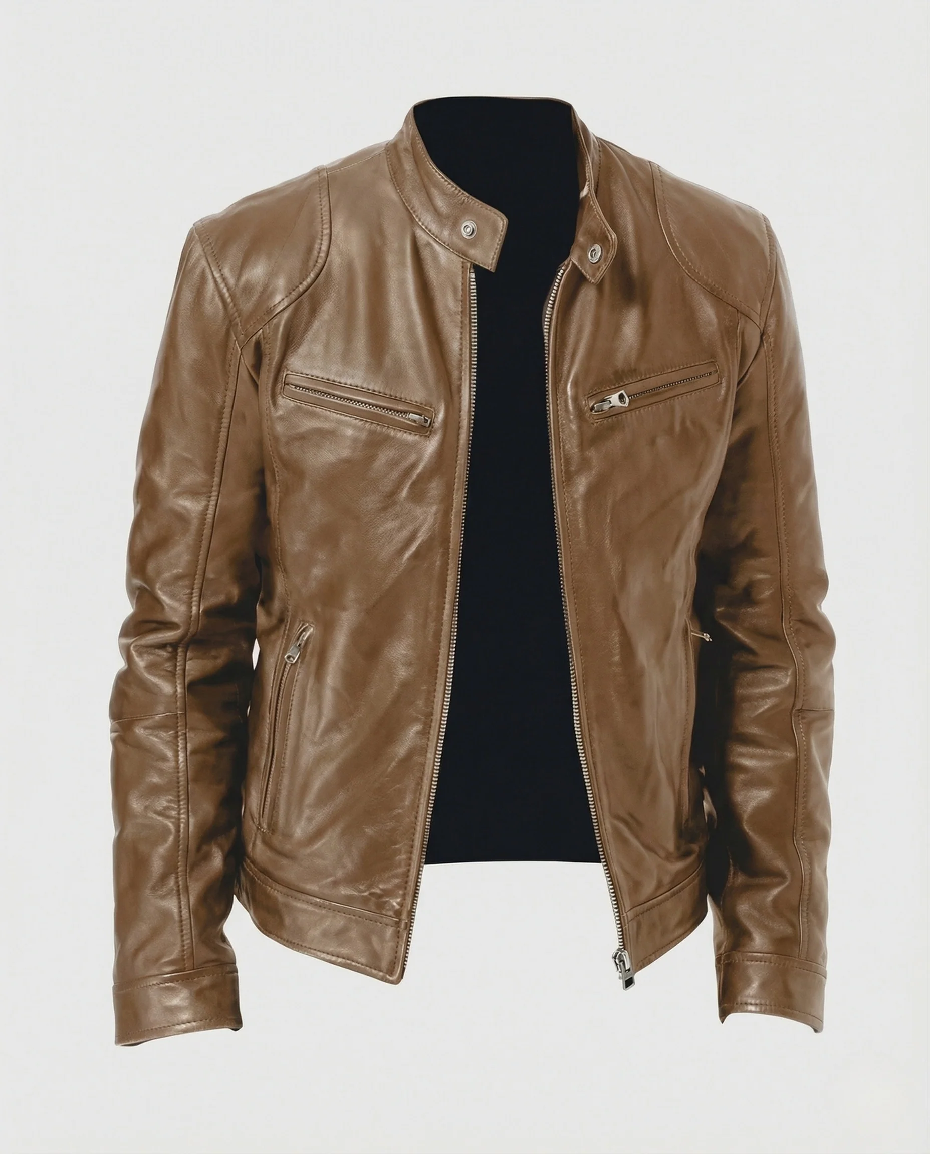 Herren Lederjacke urban mit Stehkragen - Image 5