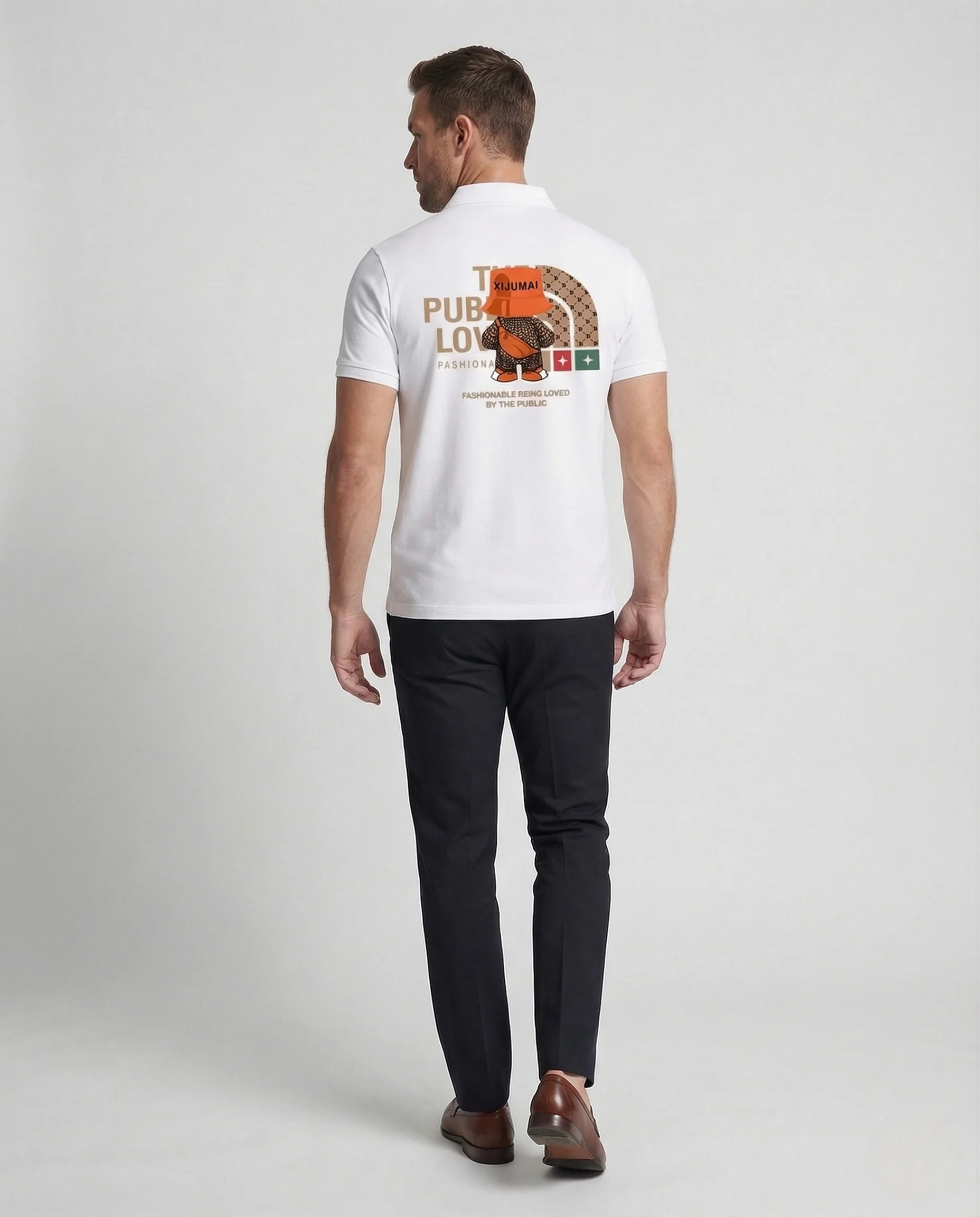 Herren Poloshirt mit Rückenprint und Boxy Fit - Image 3